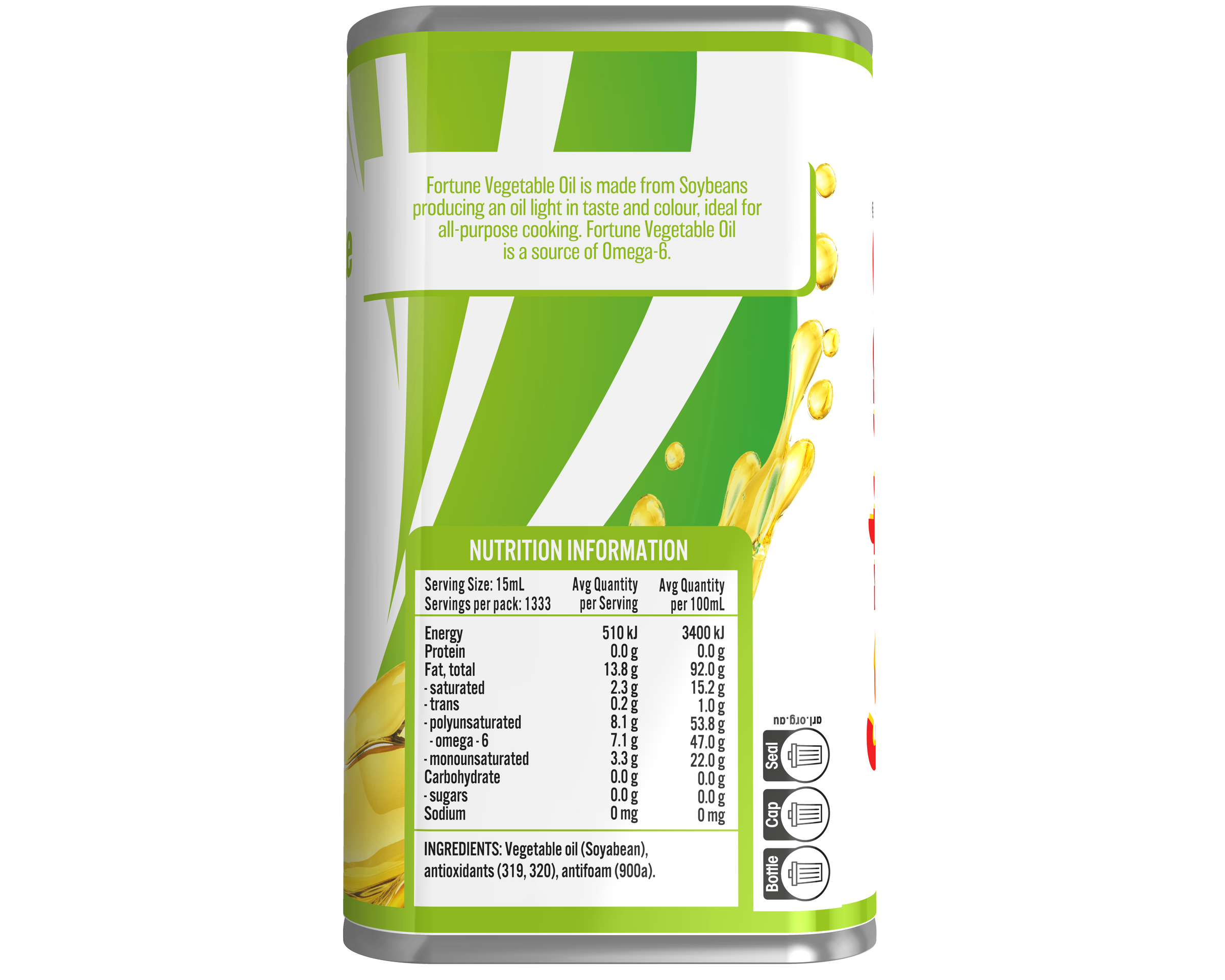 FORTUNE OIL VEGETABLE FORTUNE 20L SQ BUNG TIN 20 l