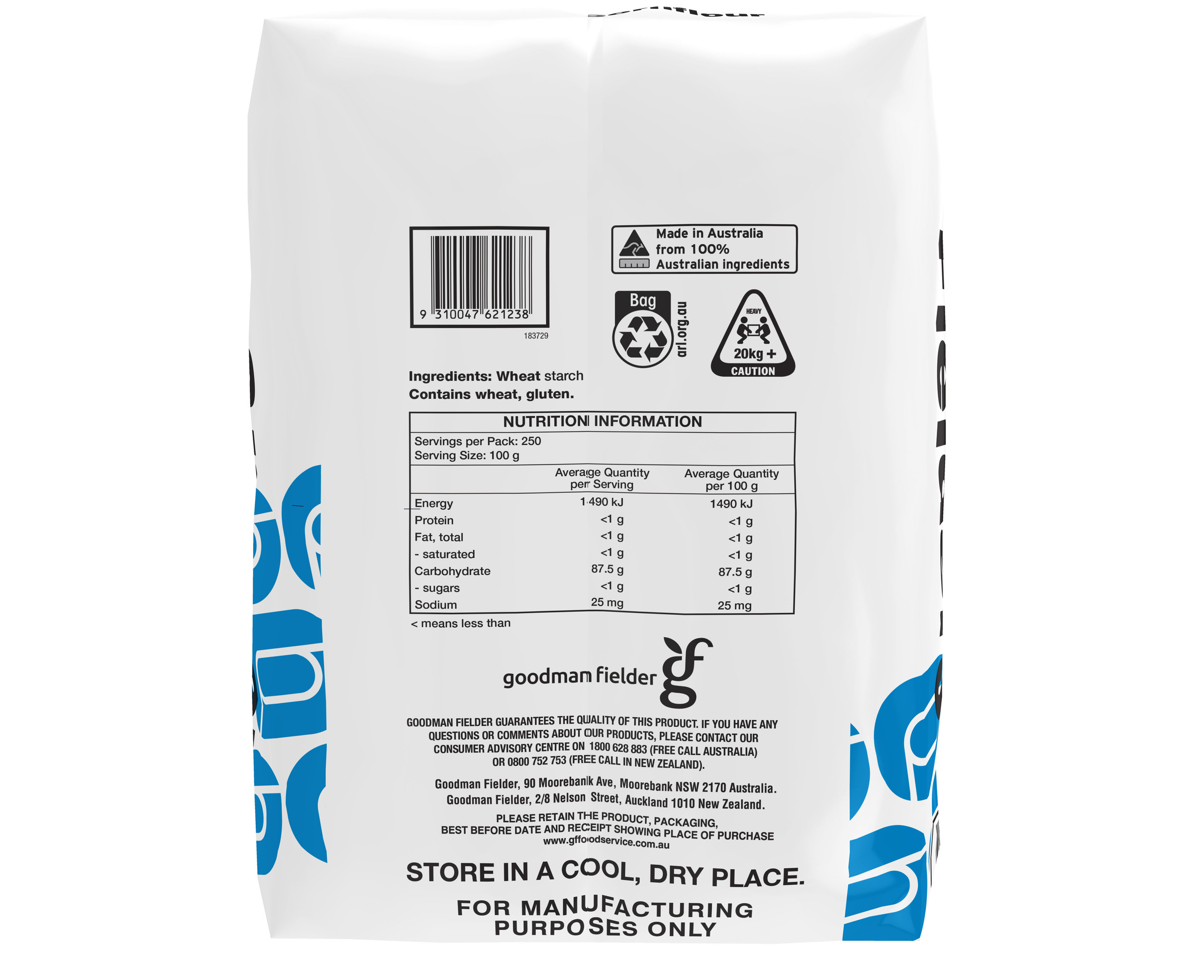 Fielders Cornflour Wheaten 25 kg