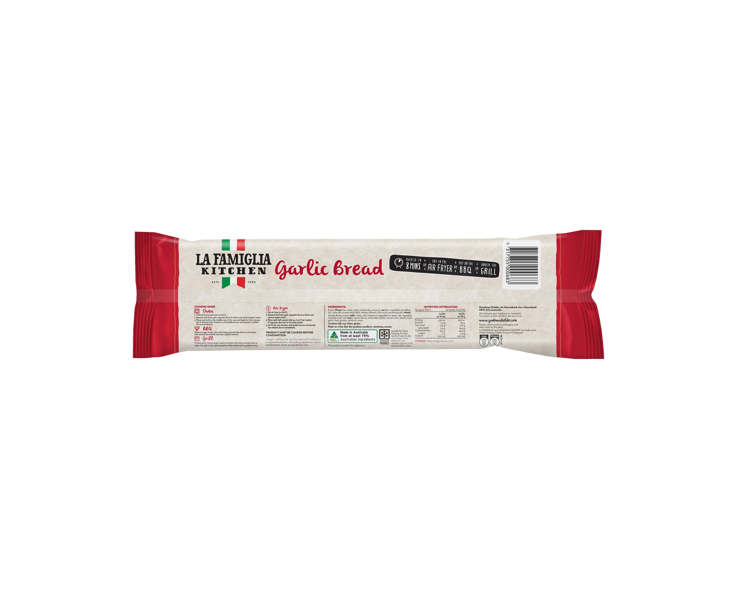 La Famiglia Kitchen Traditional Garlic Bread 400g