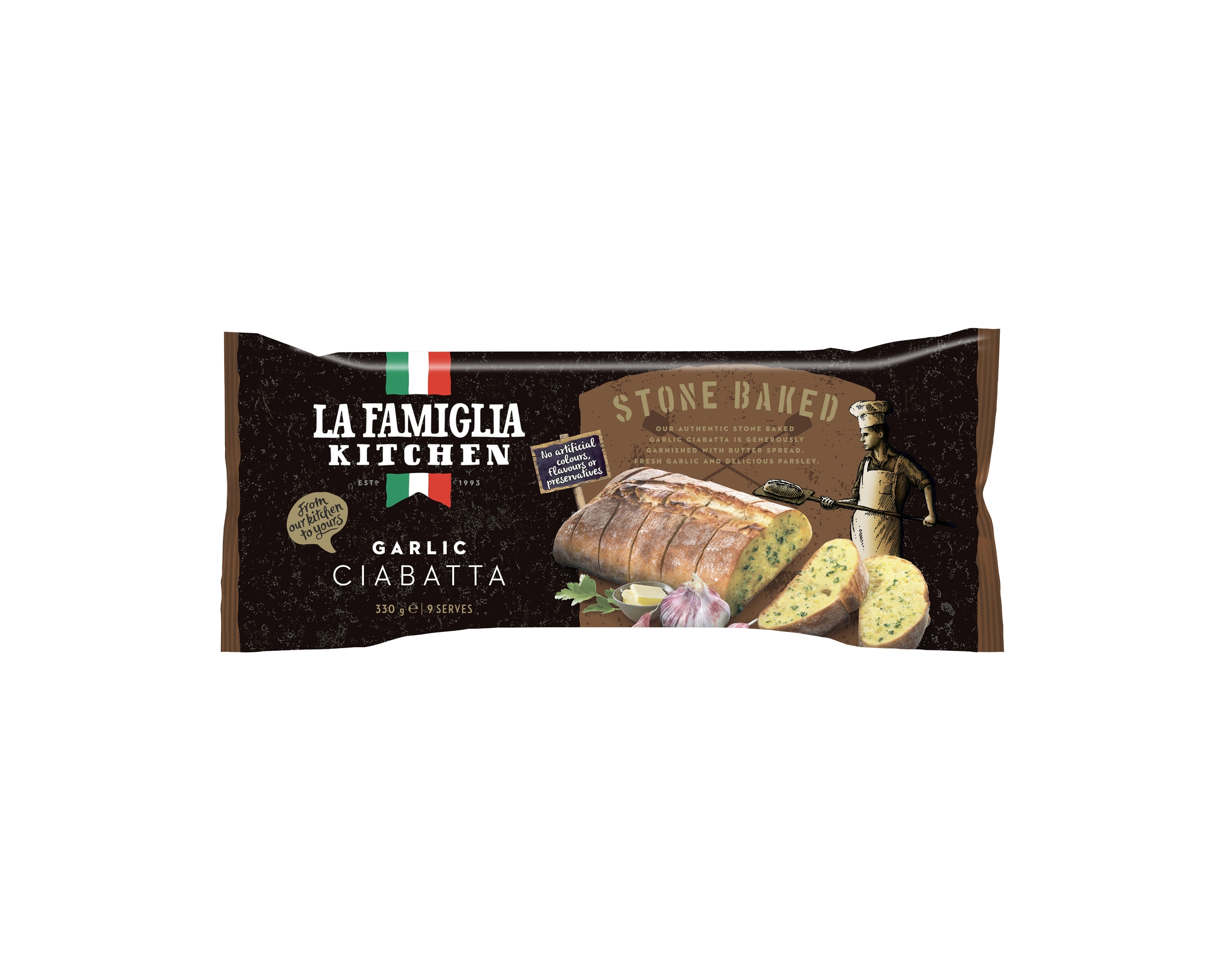 La Famiglia Kitchen Garlic Ciabatta 330g