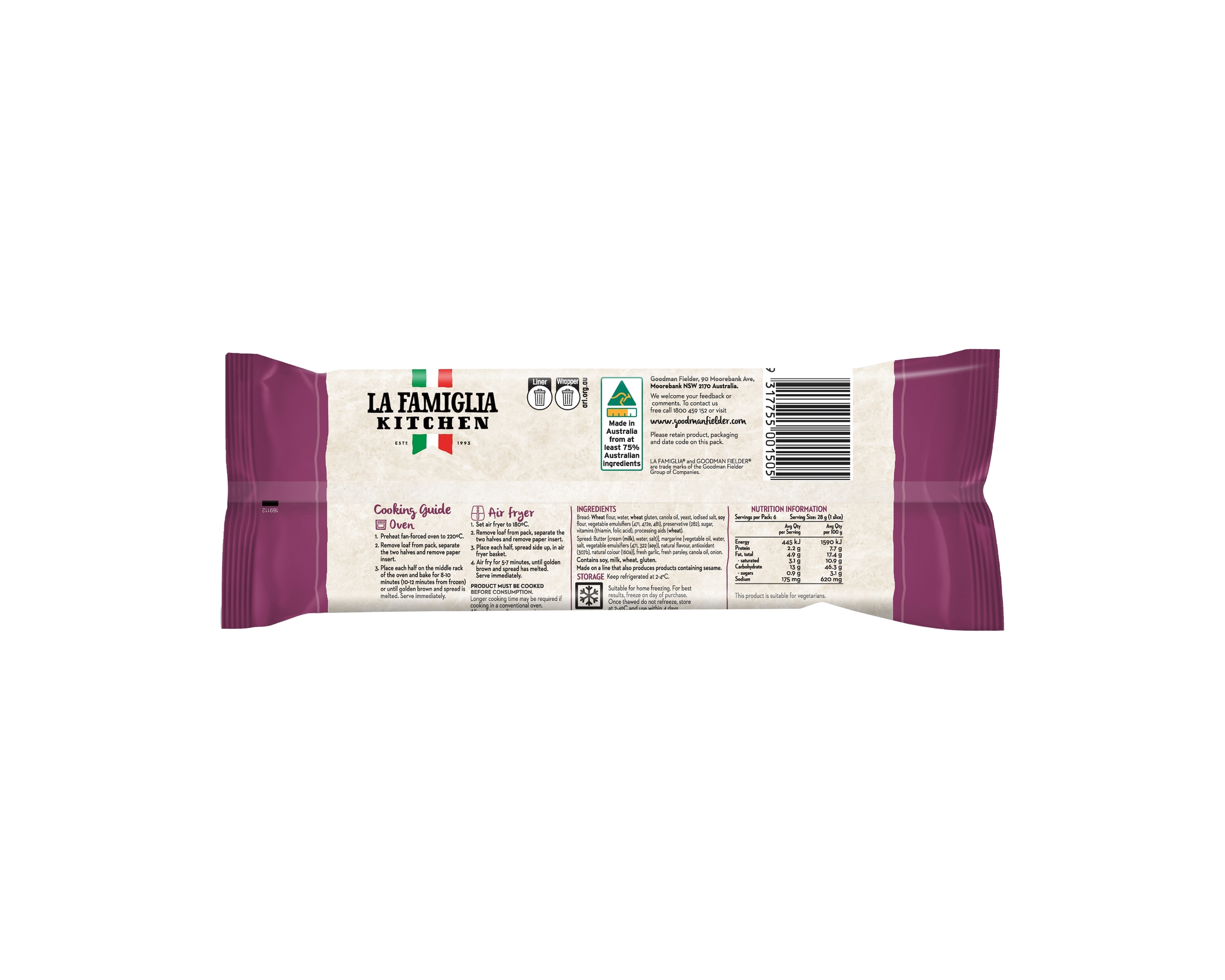 La Famiglia Kitchen Just for 2 Garlic Bread 170g