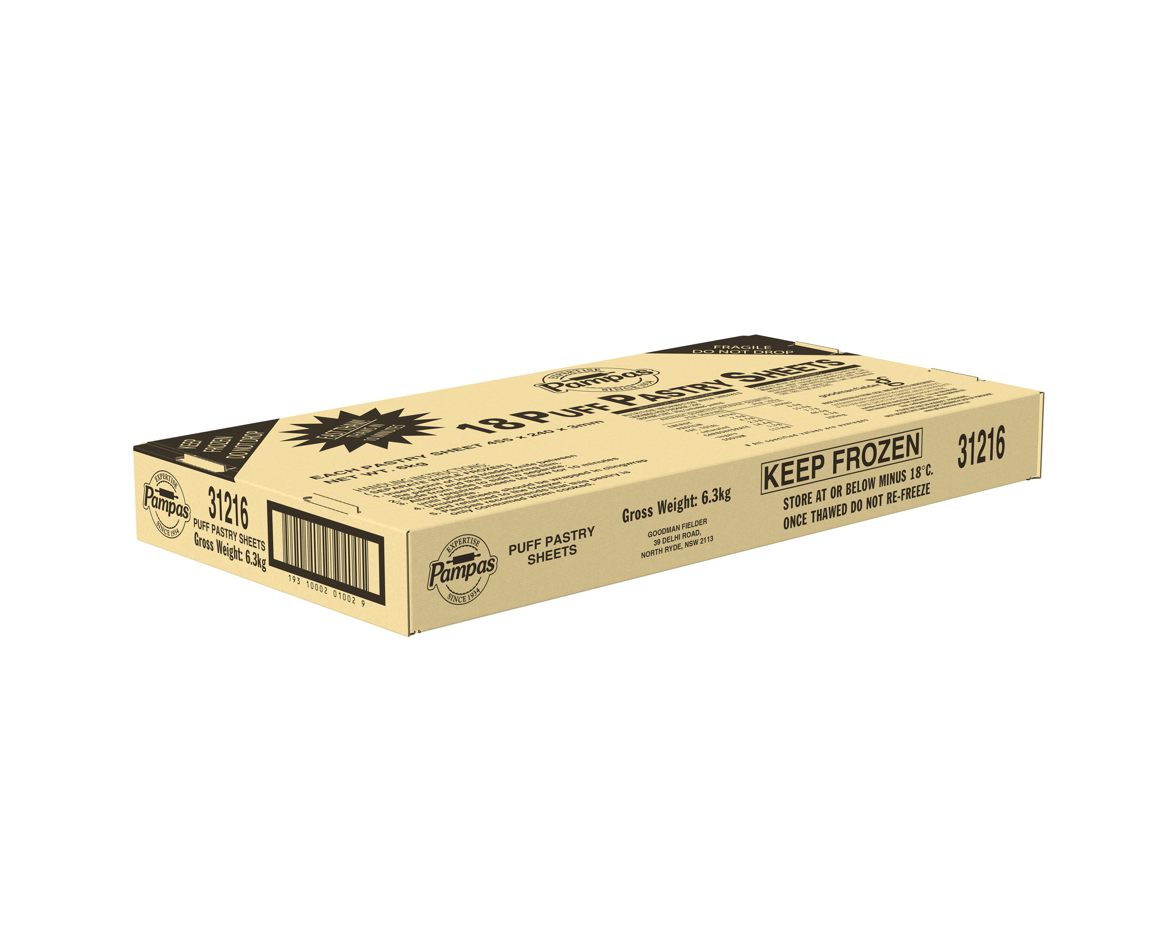 Pampas 18 Puff Pastry Sheets