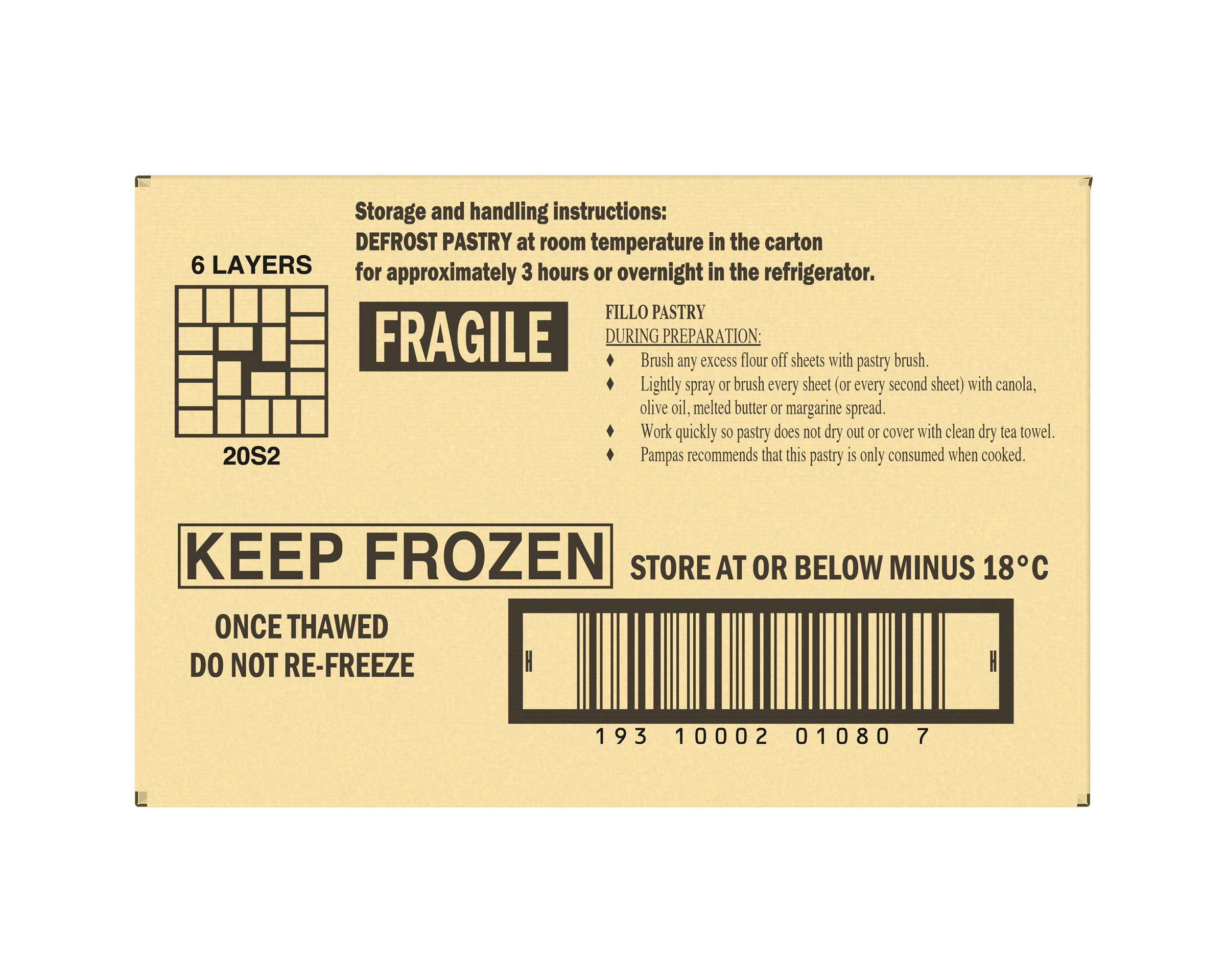 Pampas Frozen Fillo Pastry 12 x 375g