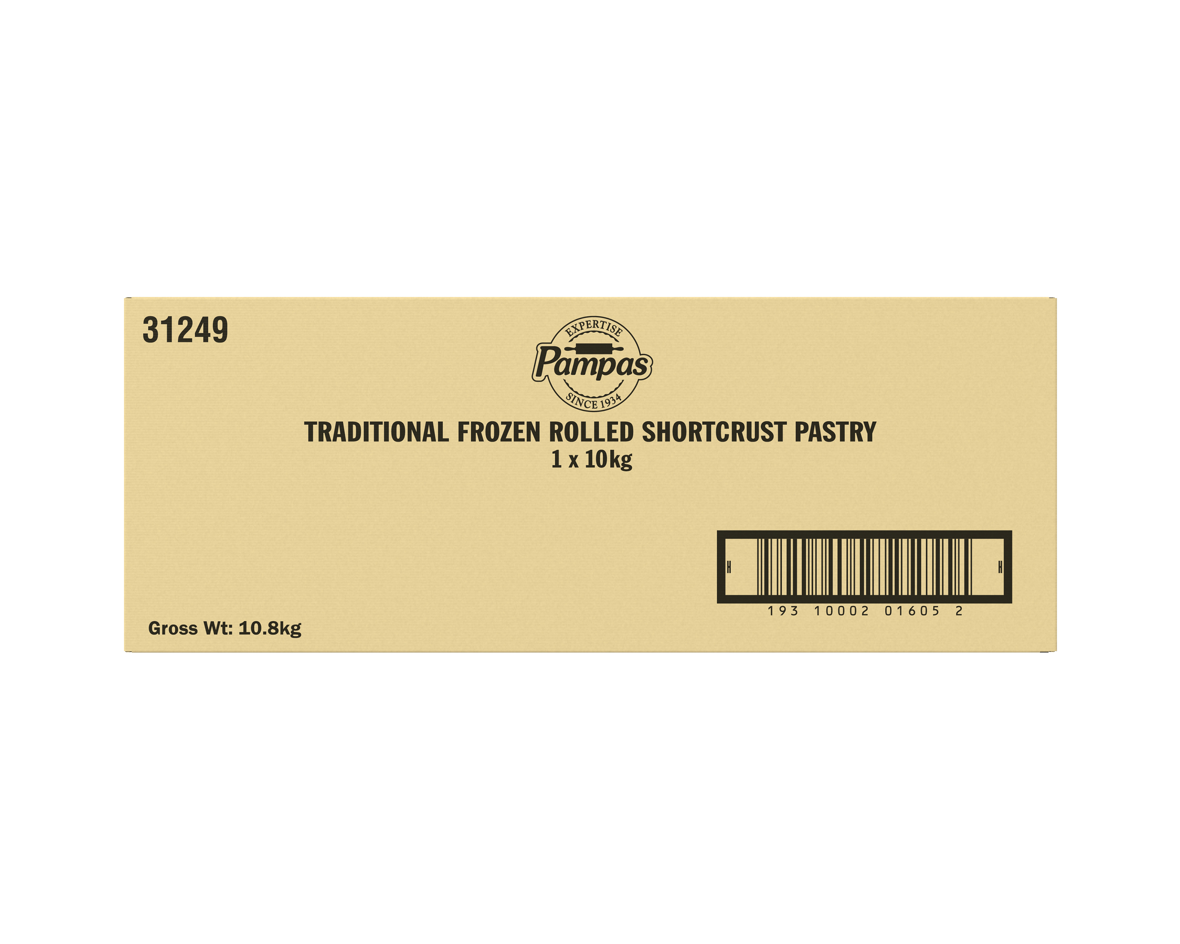 Pampas Traditional Frozen Rolled Shortcrust Pastry 10kg