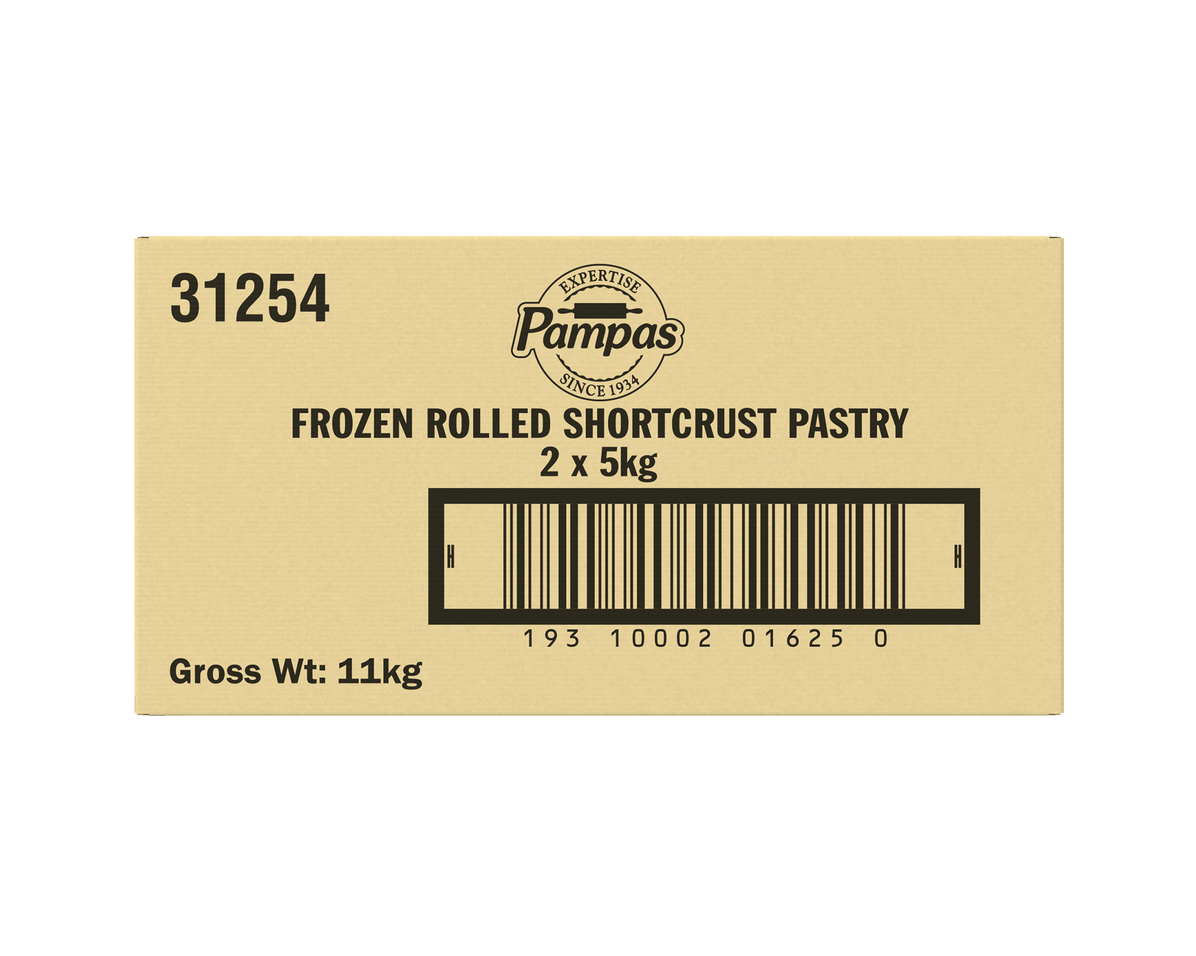 Pampas Frozen Rolled Shortcrust Pastry 2 x 5kg
