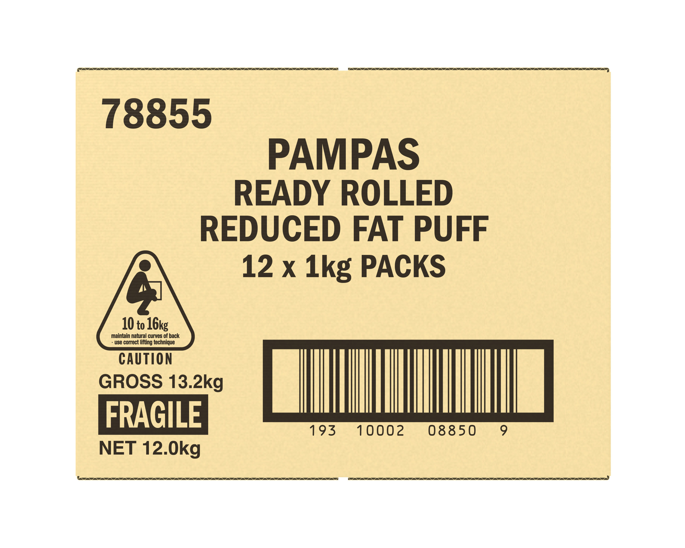 Pampas 6 Light Puff Pastry Sheets 12 x 1kg