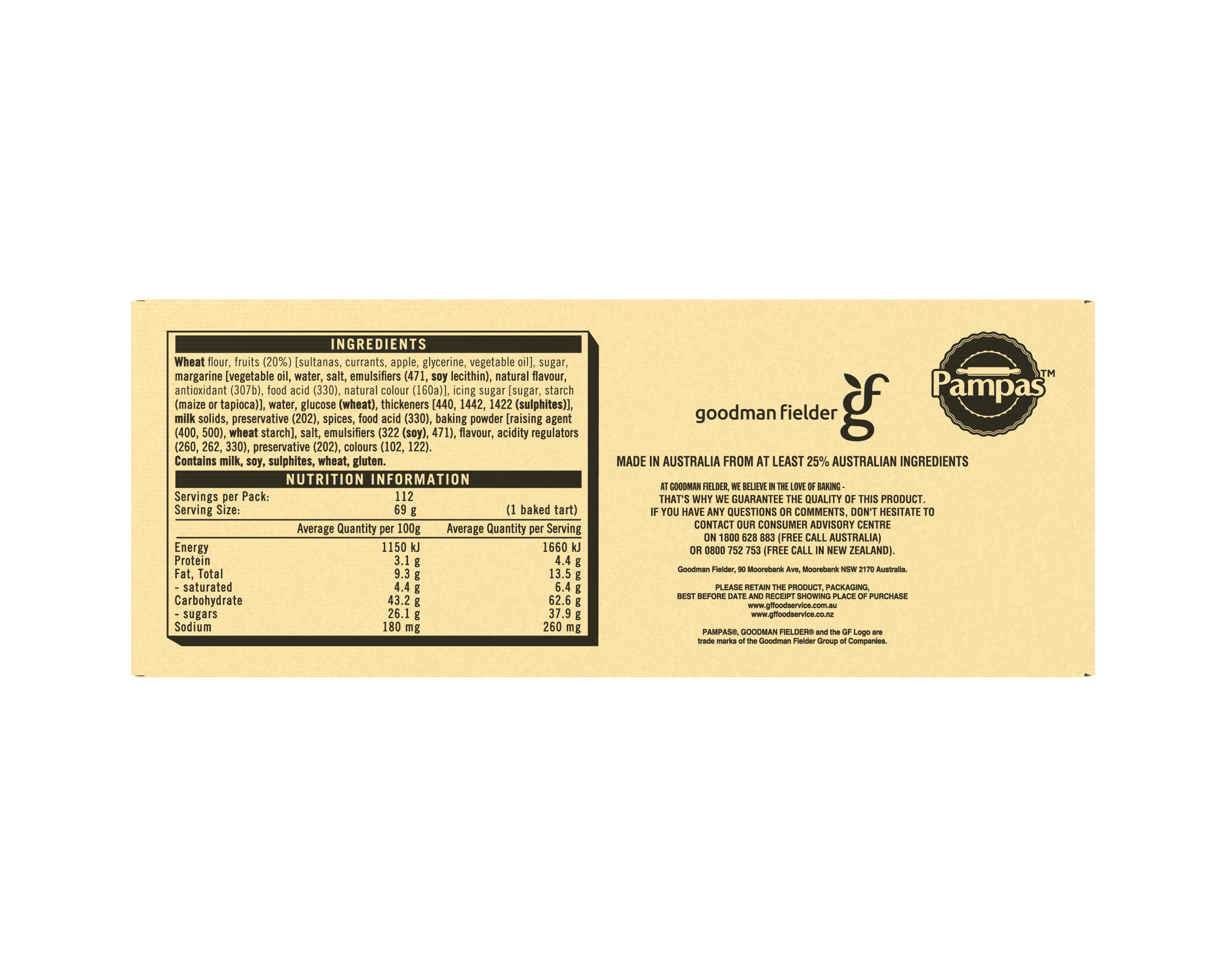 Pampas Unbaked Fruit Mince Pies 112 x 73g