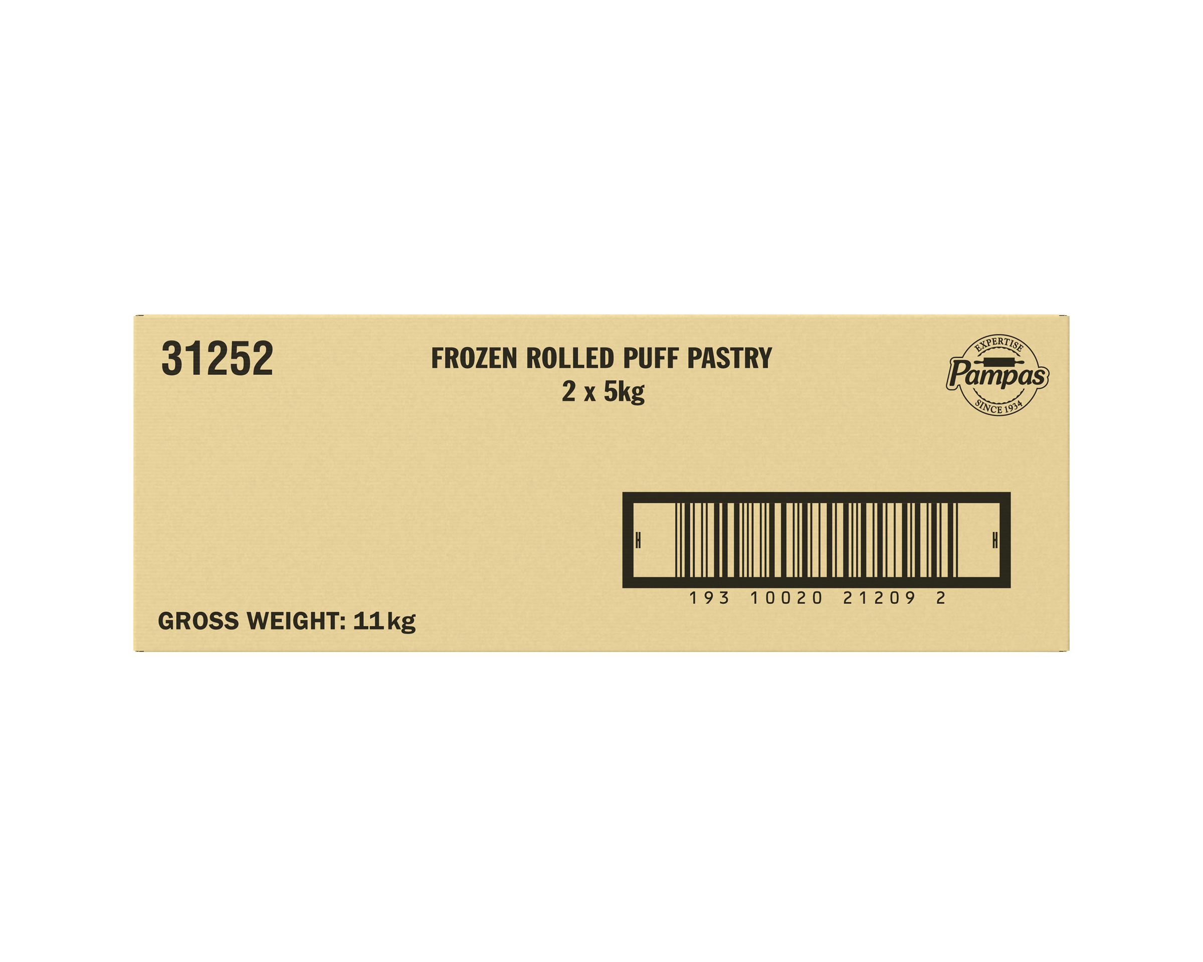 Pampas Frozen Rolled Puff Pastry 2 x 5kg