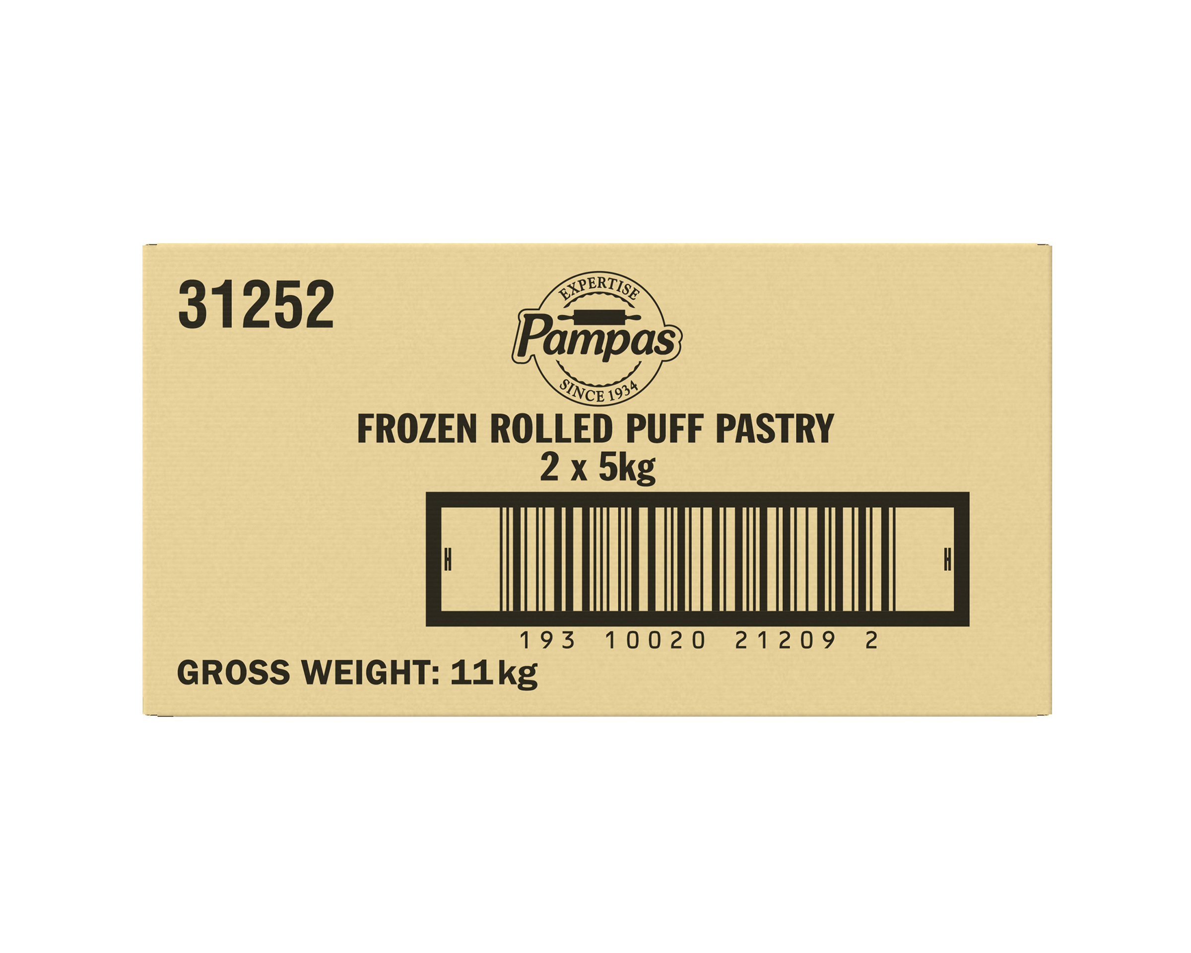 Pampas Frozen Rolled Puff Pastry 2 x 5kg