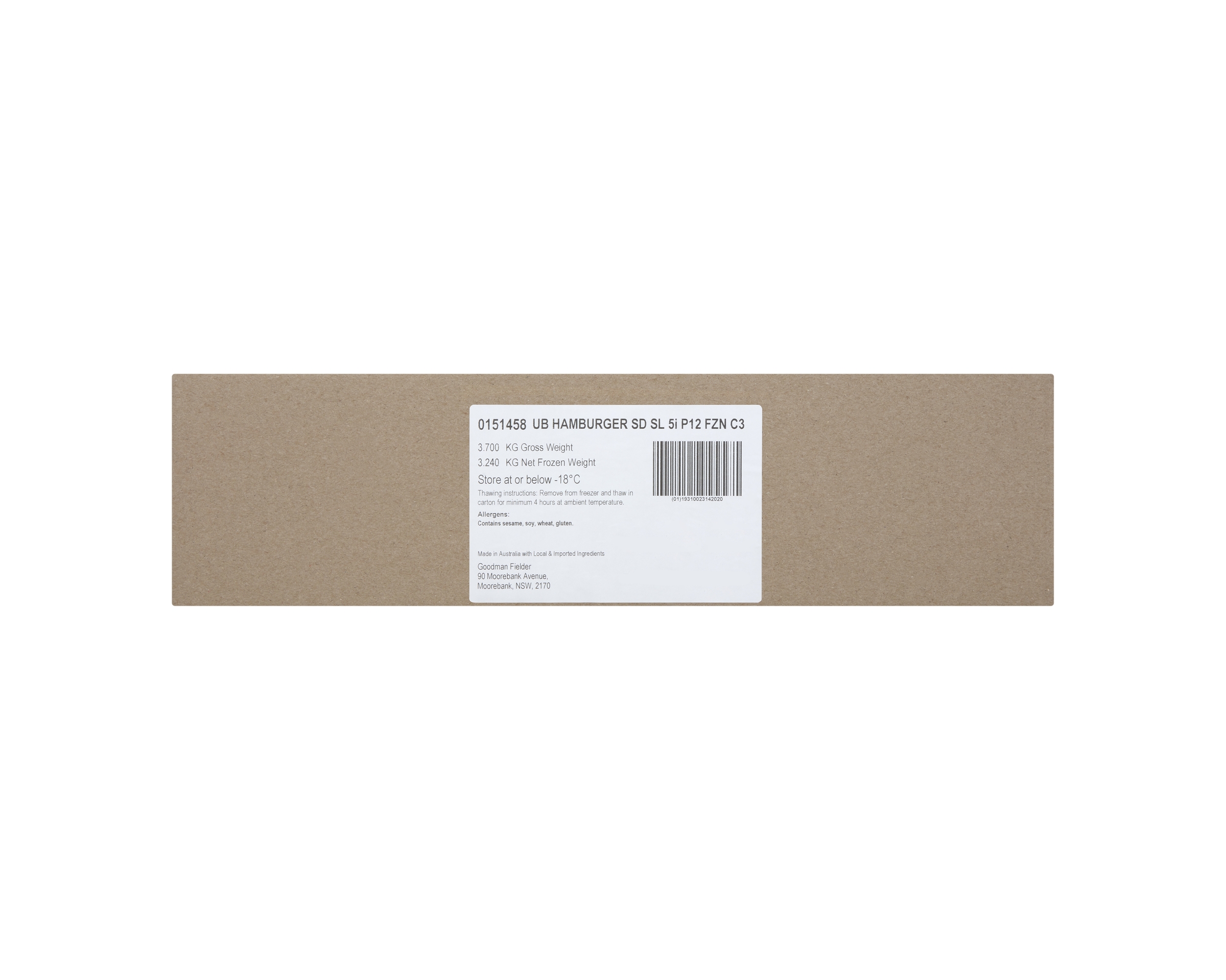 Hamburger 3 x 12 Pack 3.24kg