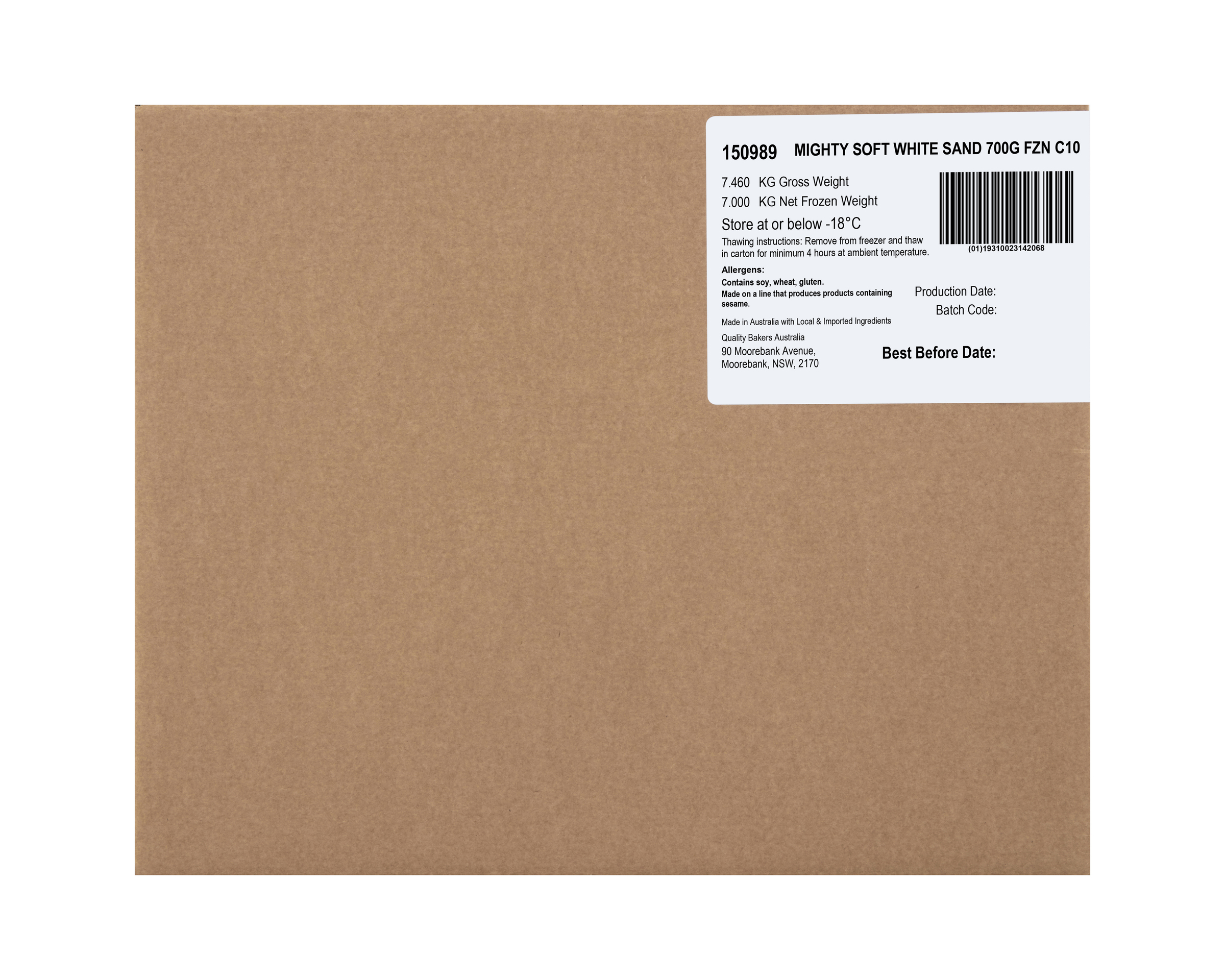 Mighty Soft Frozen Sandwich White 7 kg