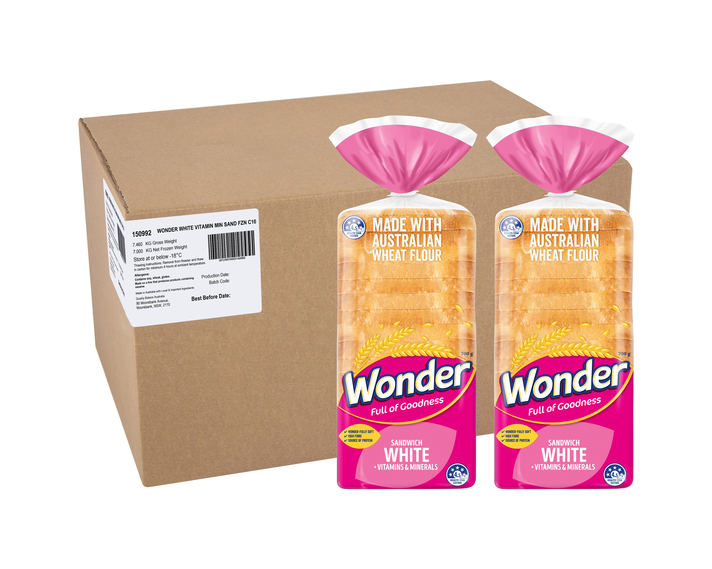 Wonder Frozen Sandwich White Vitamins and Minerals Mini 7 kg