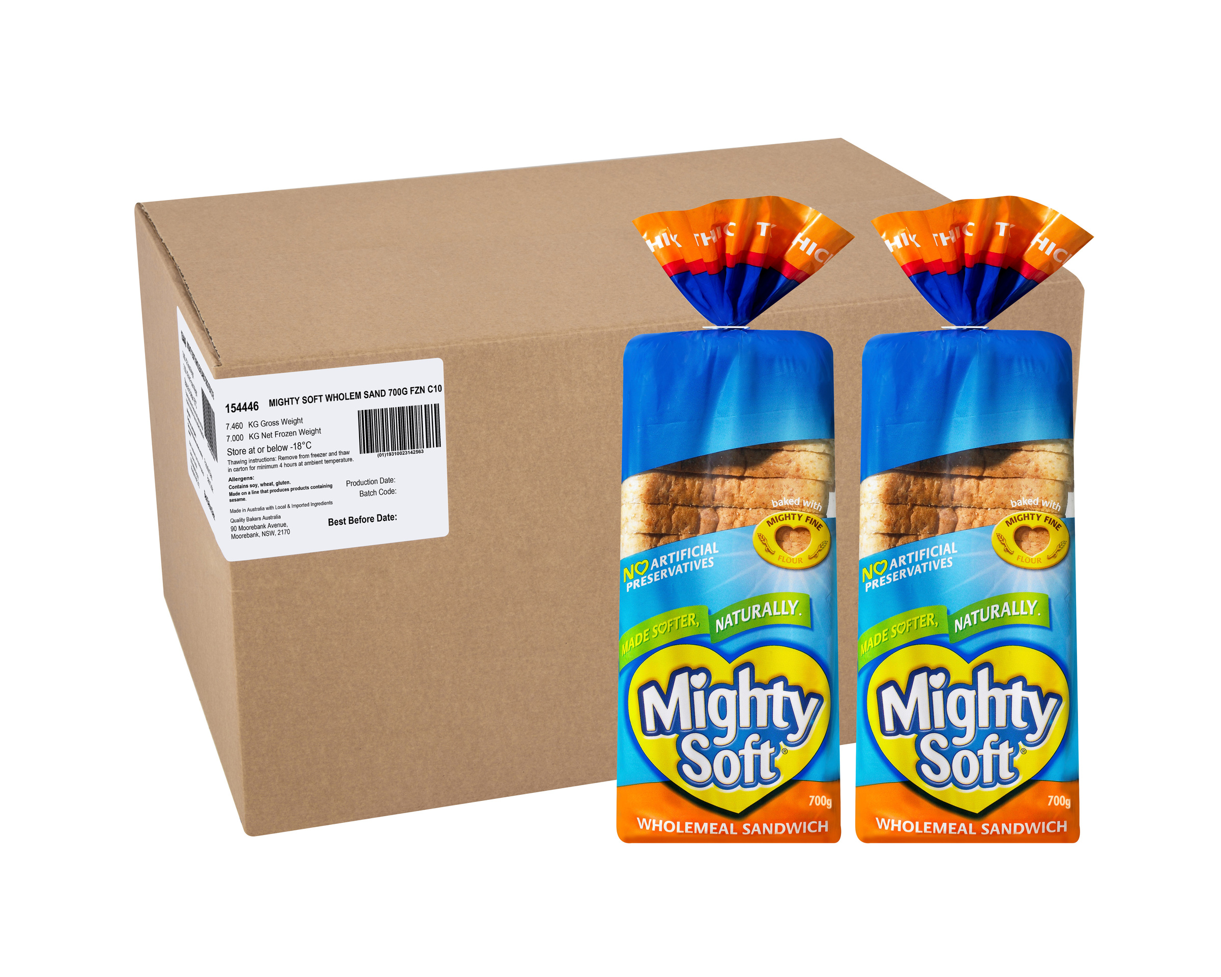 Mighty Soft Frozen Sandwich Wholemeal 7 kg