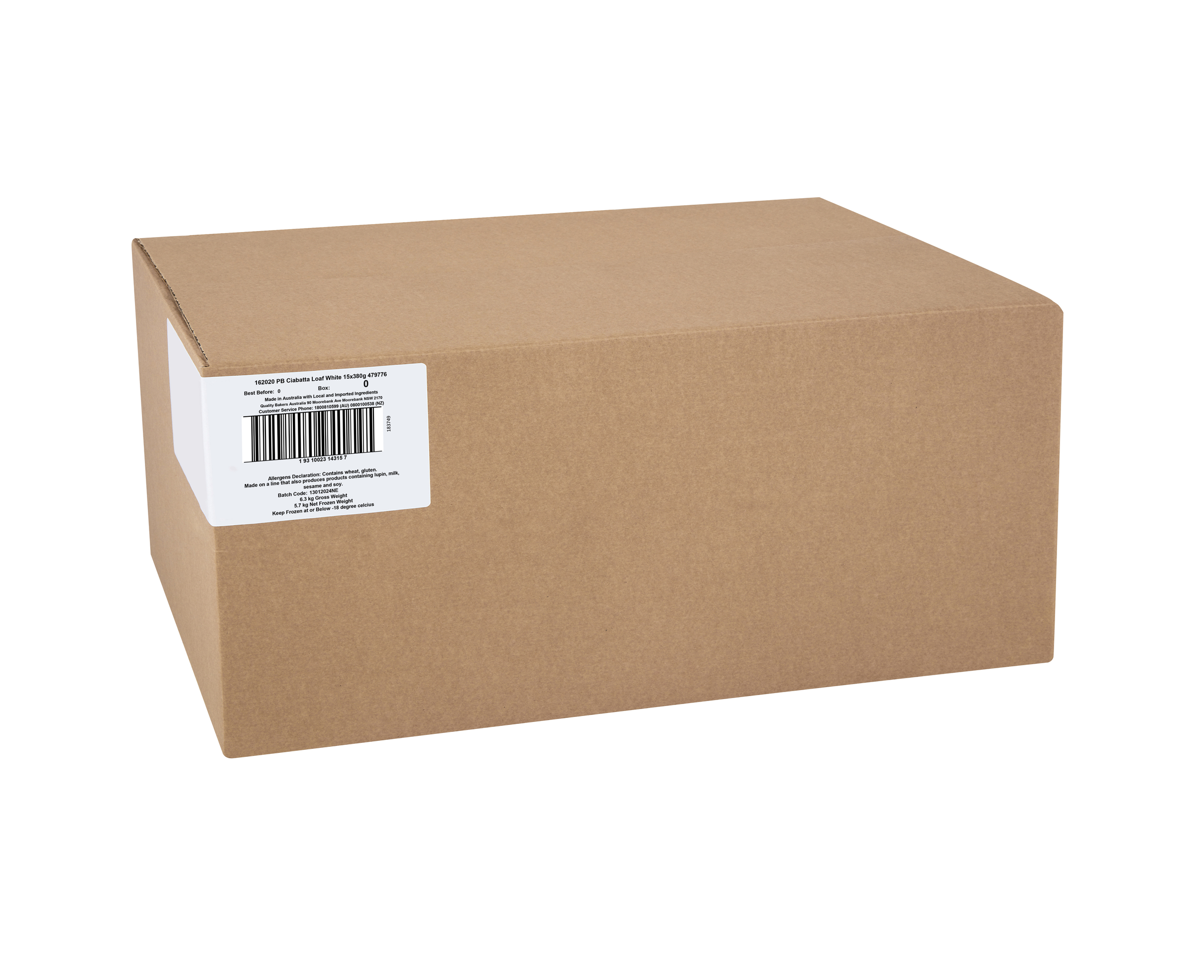 QBA Ciabatta White Loaf 15 x 380g