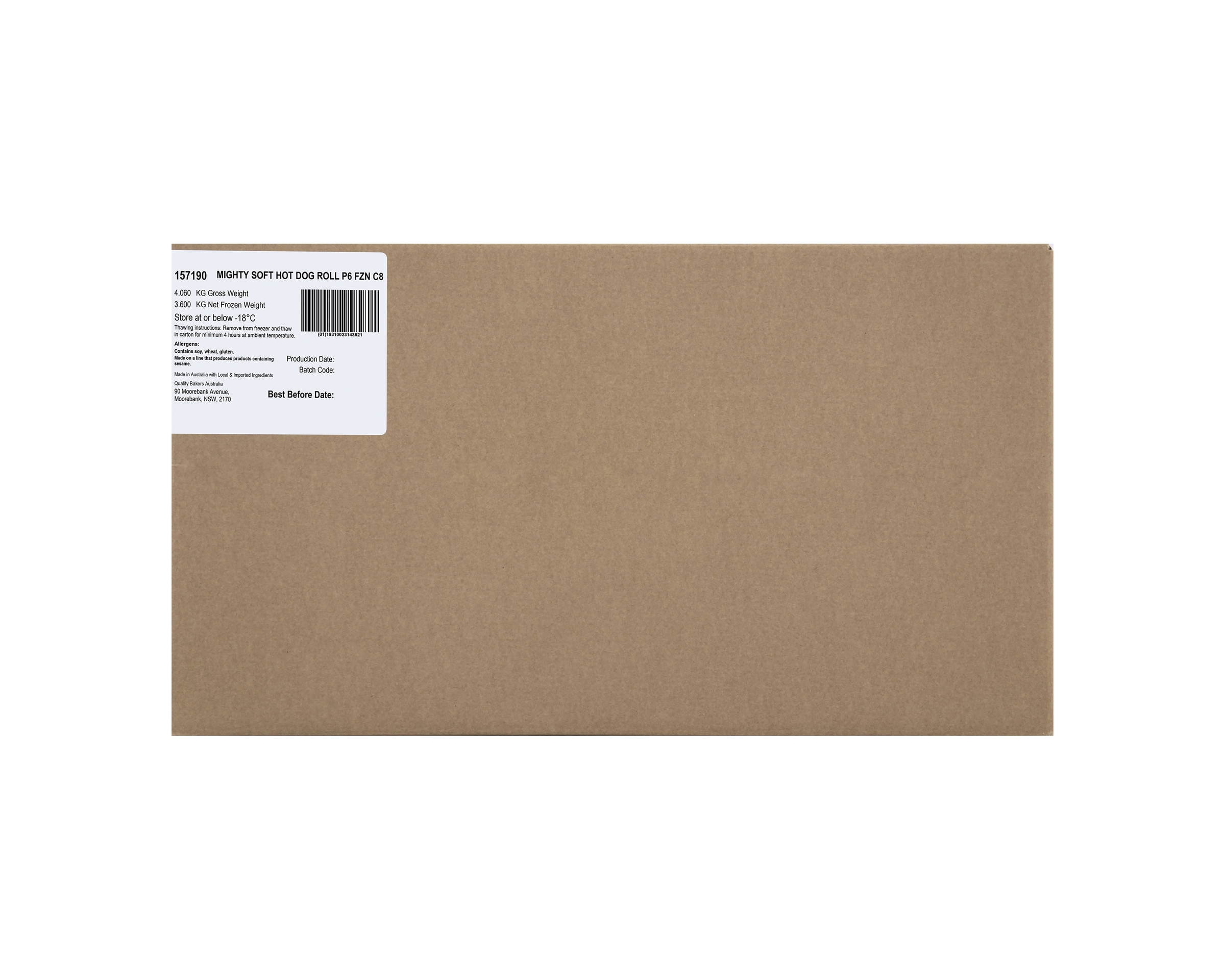 Mighty Soft Hot Dog Rolls 8 x 6 Pack 3.6kg