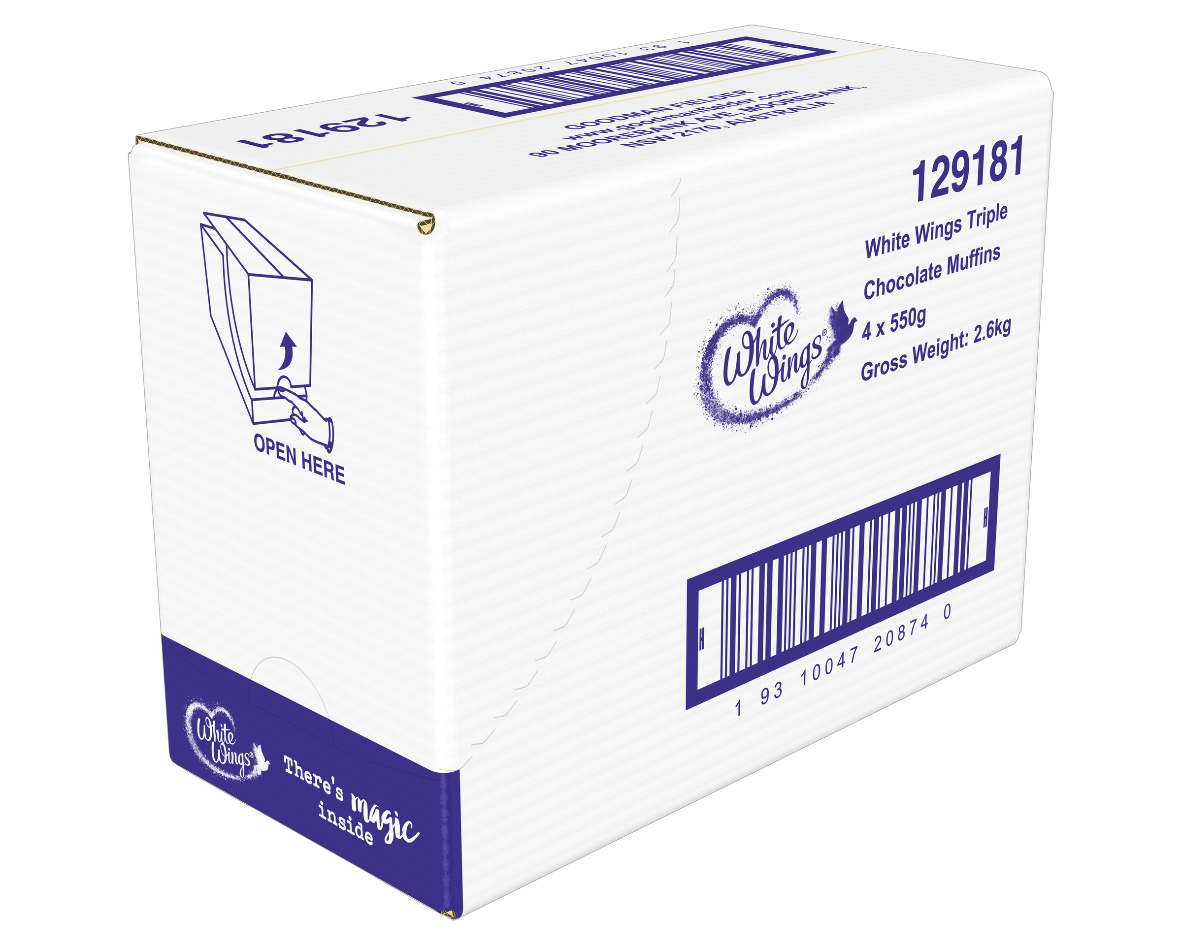 White Wings Triple Choc Muffins 4 x 550g