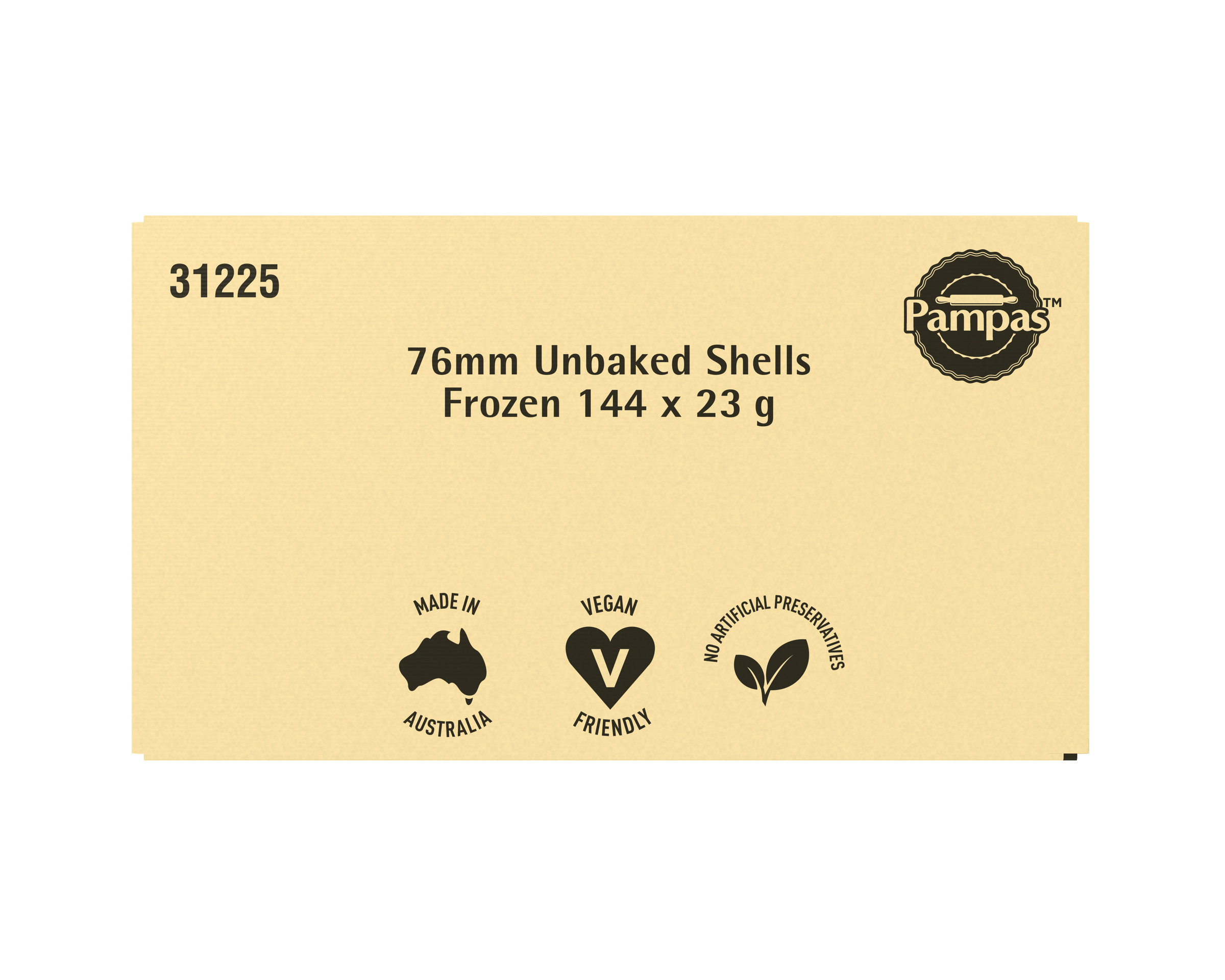 Pampas Unbaked Shells Frozen 144 x 23g