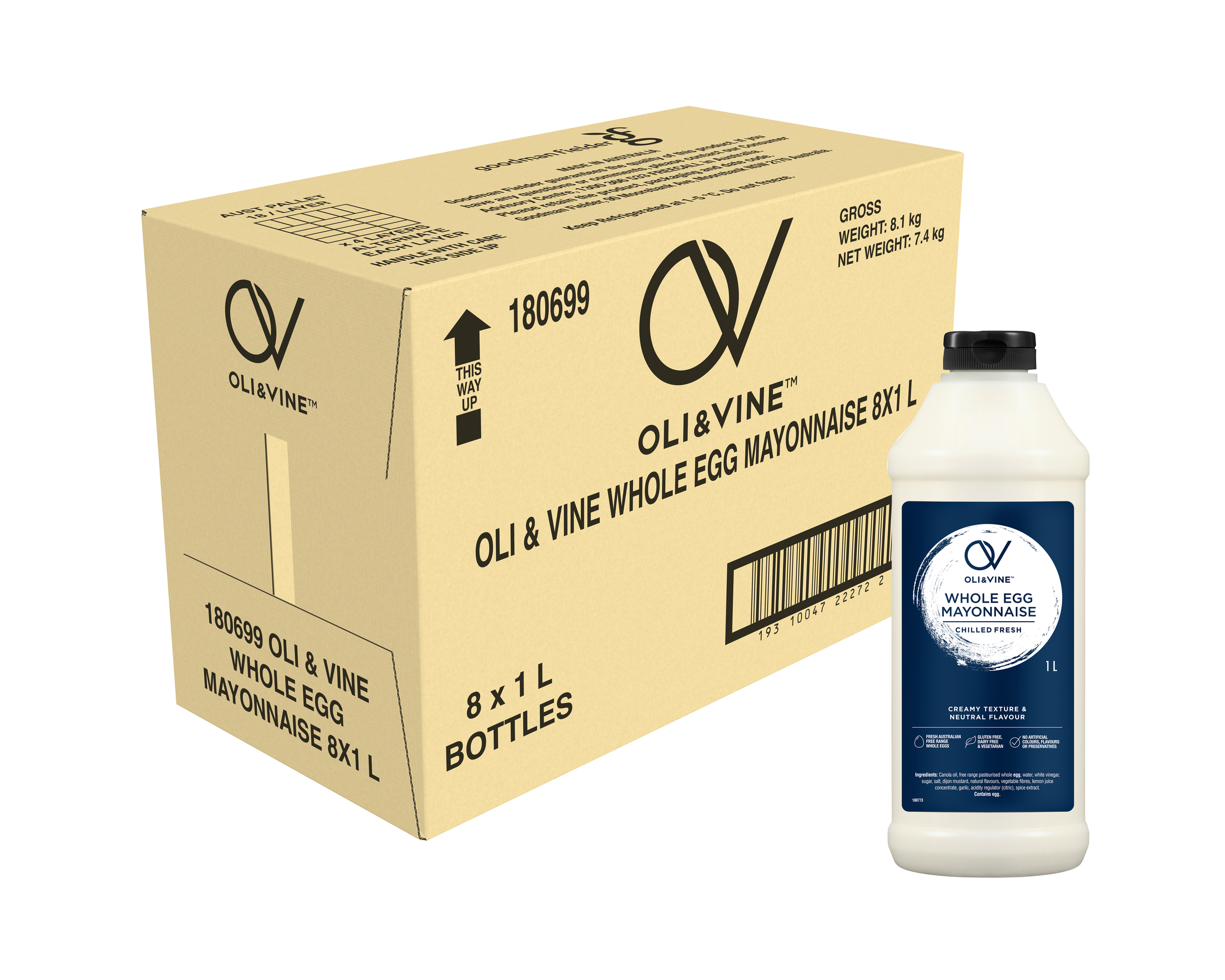 Oli & Vine Whole Egg Mayo 8 x 1L