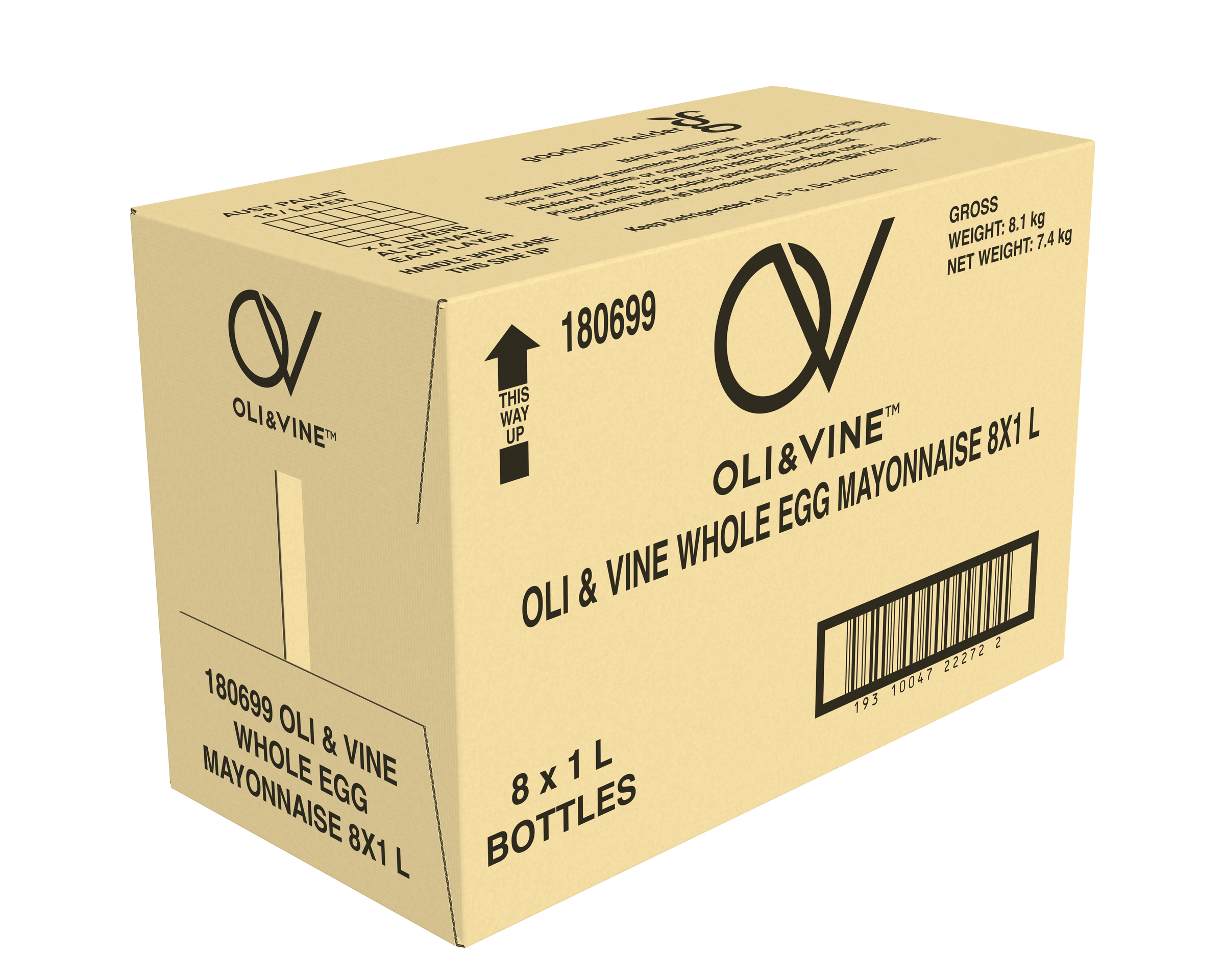 Oli & Vine Whole Egg Mayo 8 x 1L