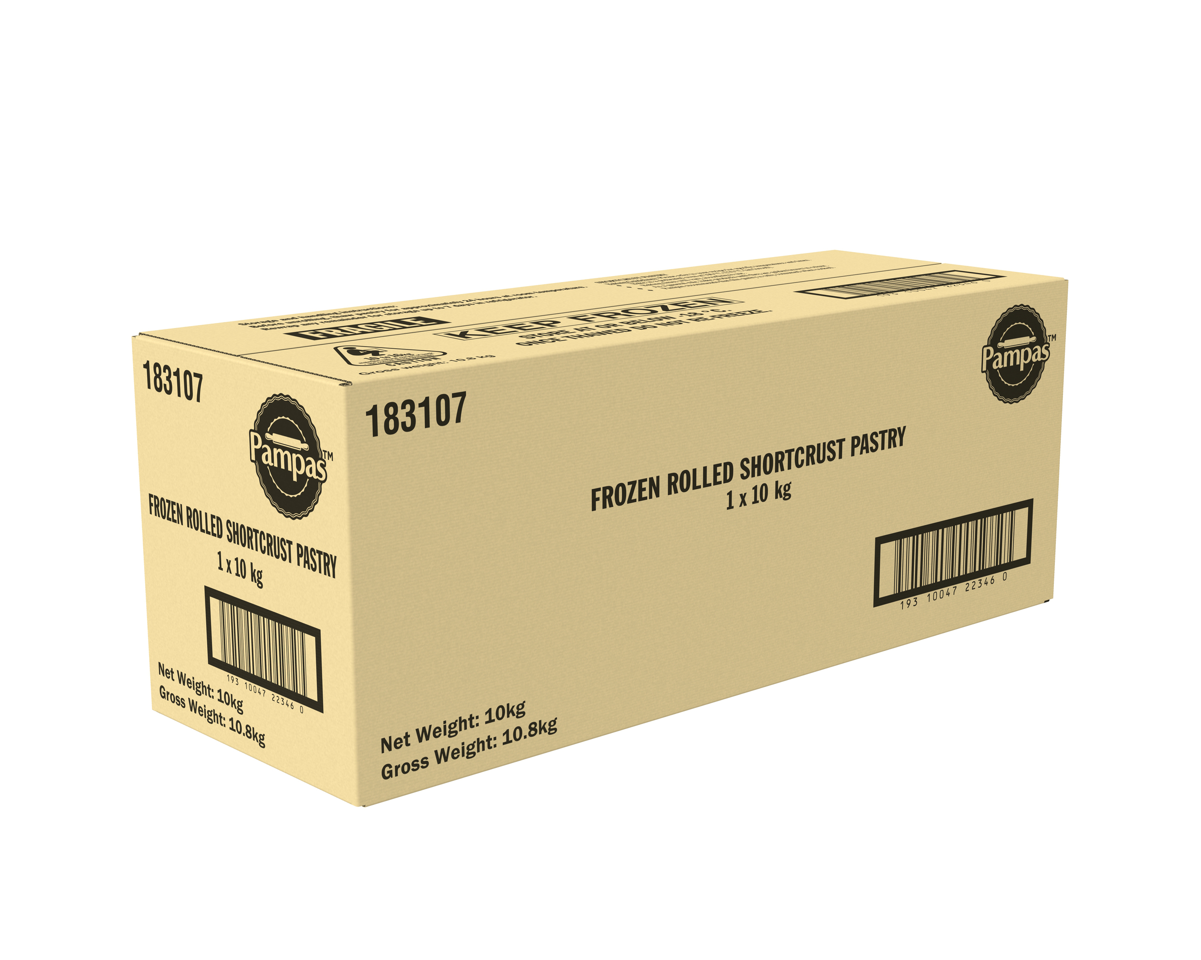 Pampas Frozen Rolled Shortcrust Pastry 10kg