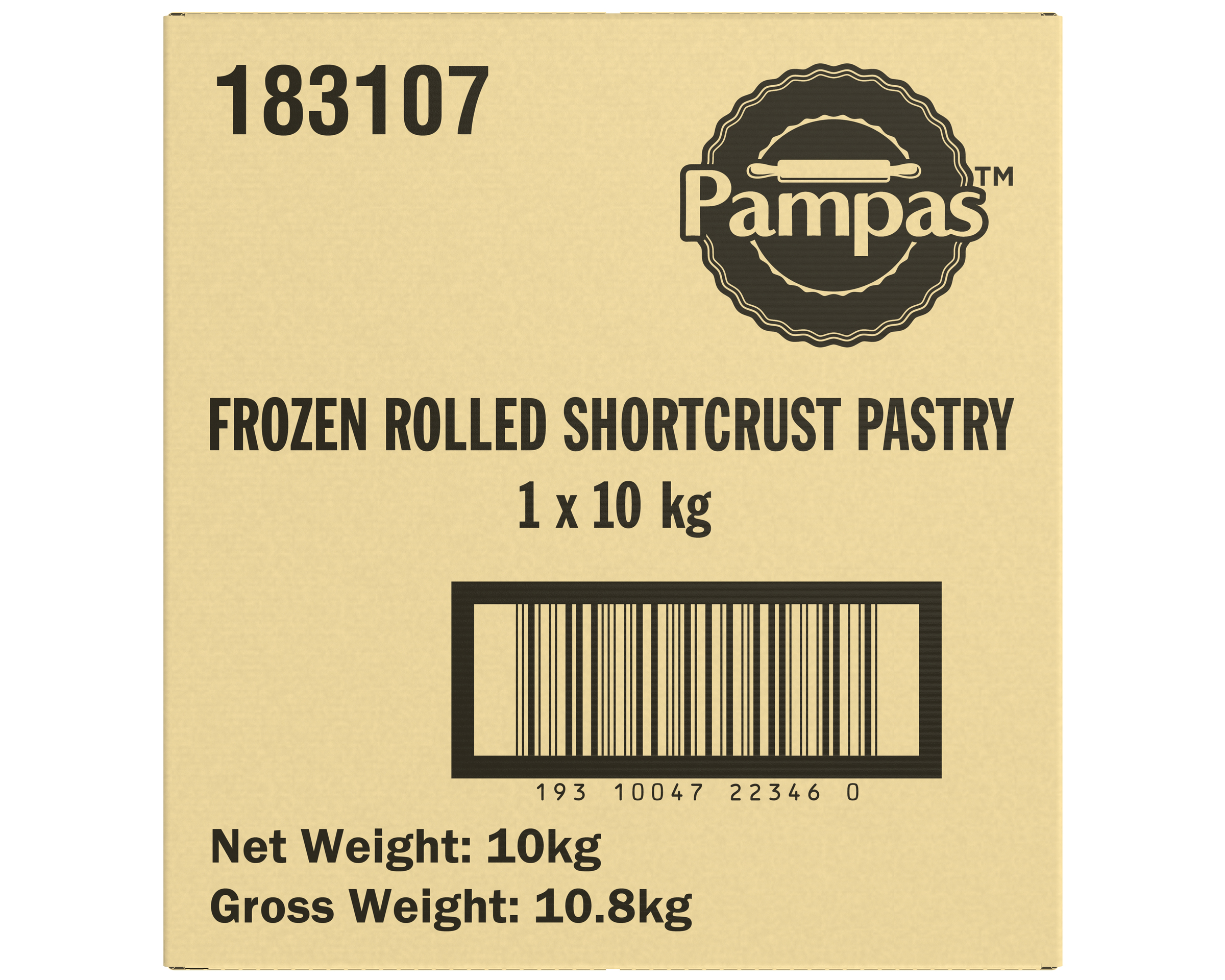 Pampas Frozen Rolled Shortcrust Pastry 10kg