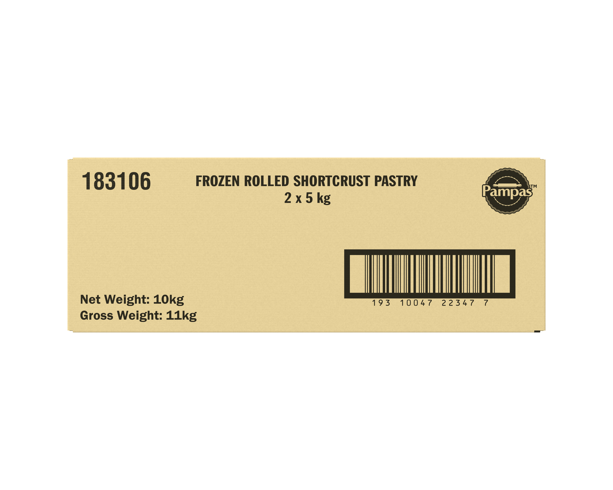 Pampas Frozen Rolled Shortcrust Pastry 2 x 5kg