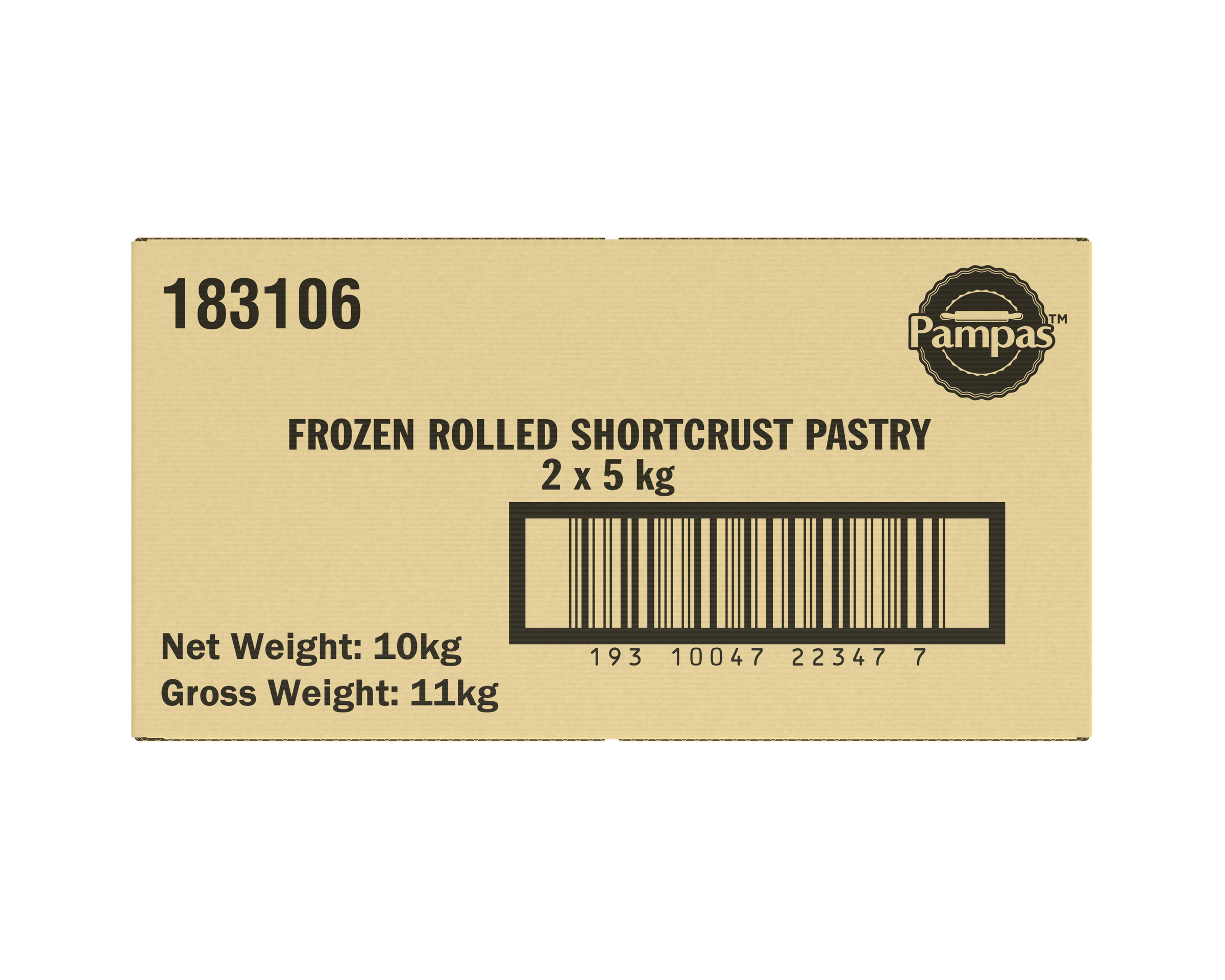 Pampas Frozen Rolled Shortcrust Pastry 2 x 5kg