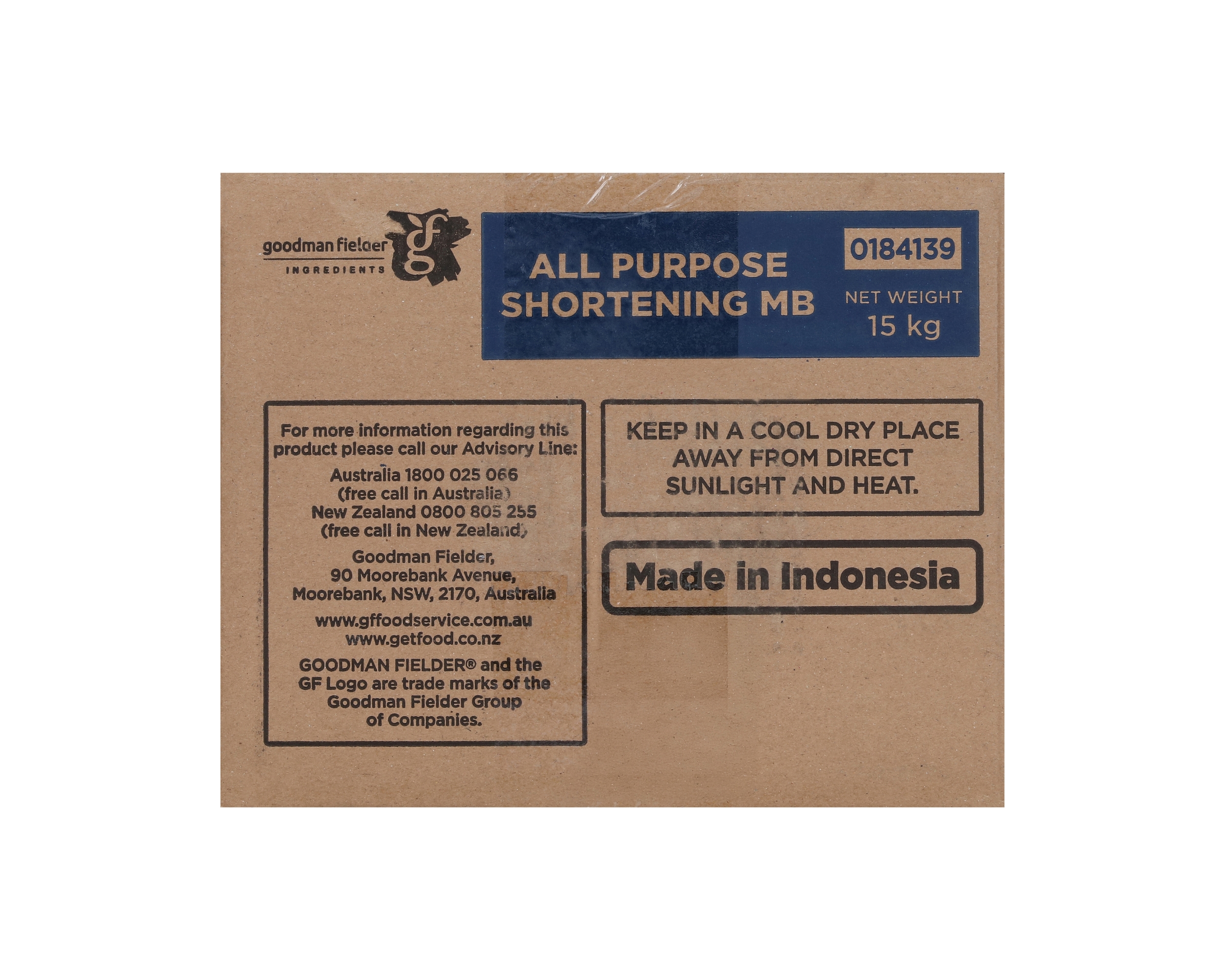 Goodman Fielder Ingredients All Purpose Shortening Medium 15kg
