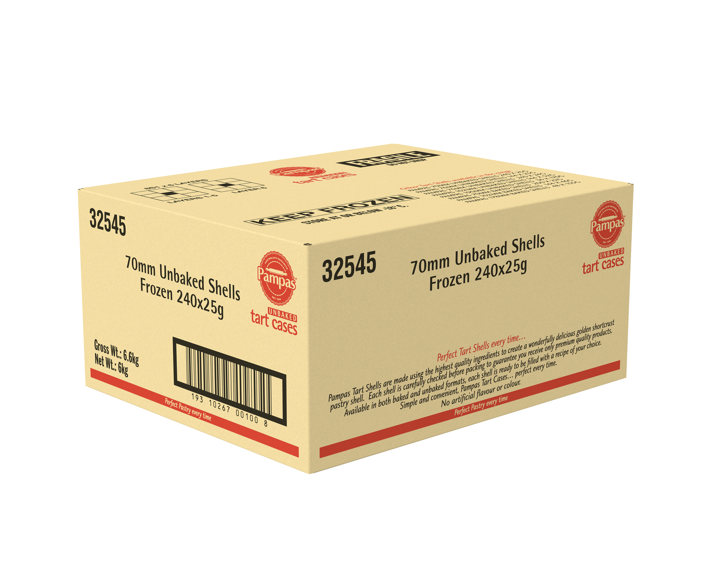 Pampas Unbaked Shells Frozen 240 x 25g