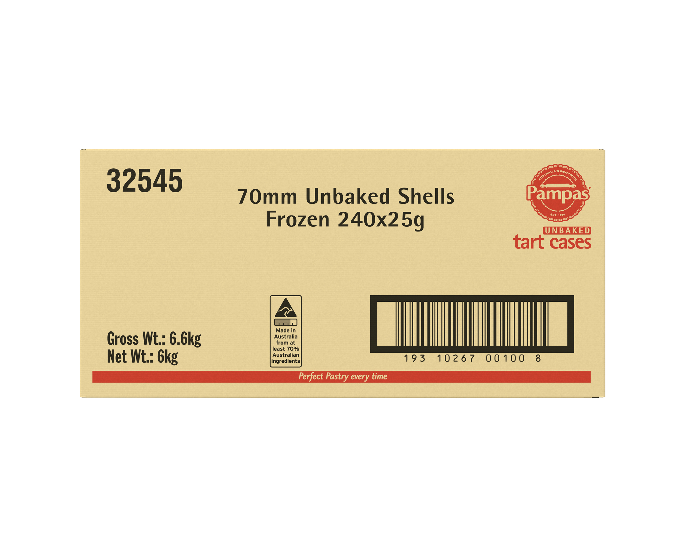Pampas Unbaked Shells Frozen 240 x 25g
