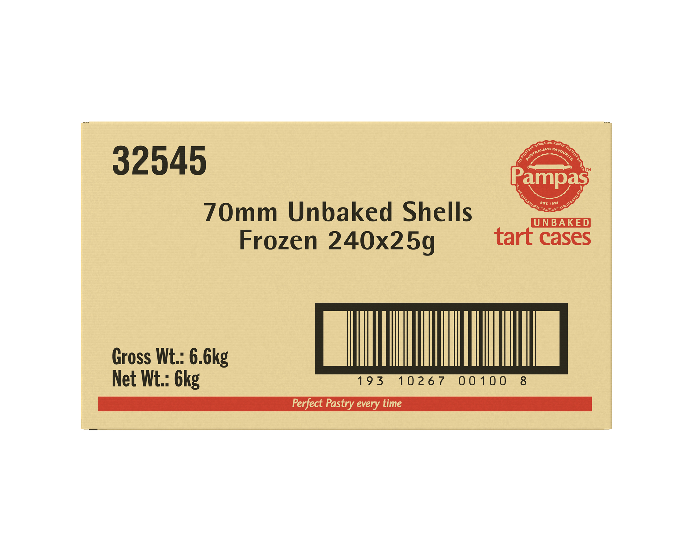 Pampas Unbaked Shells Frozen 240 x 25g