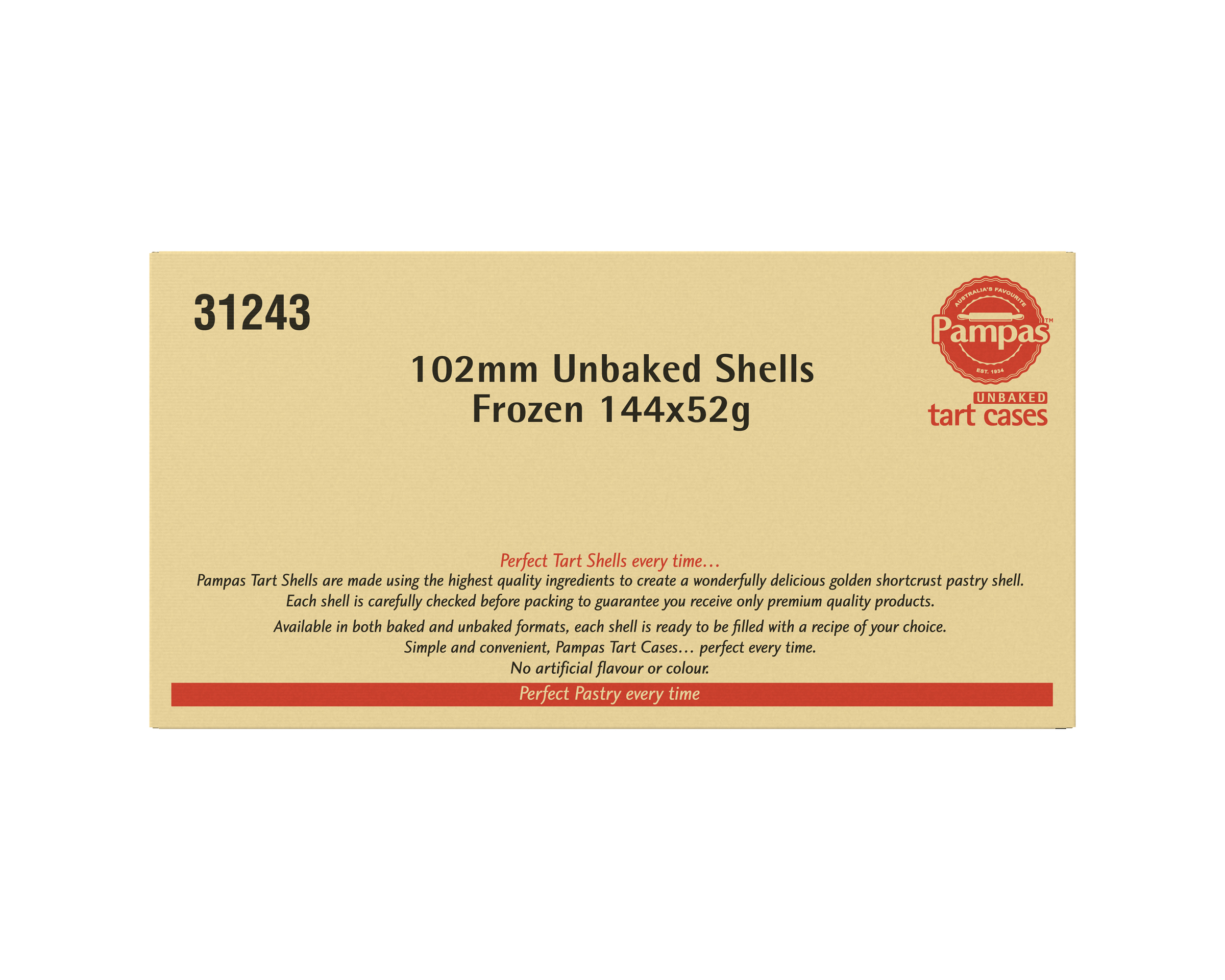 Pampas Unbaked Shells Frozen 144 x 52g