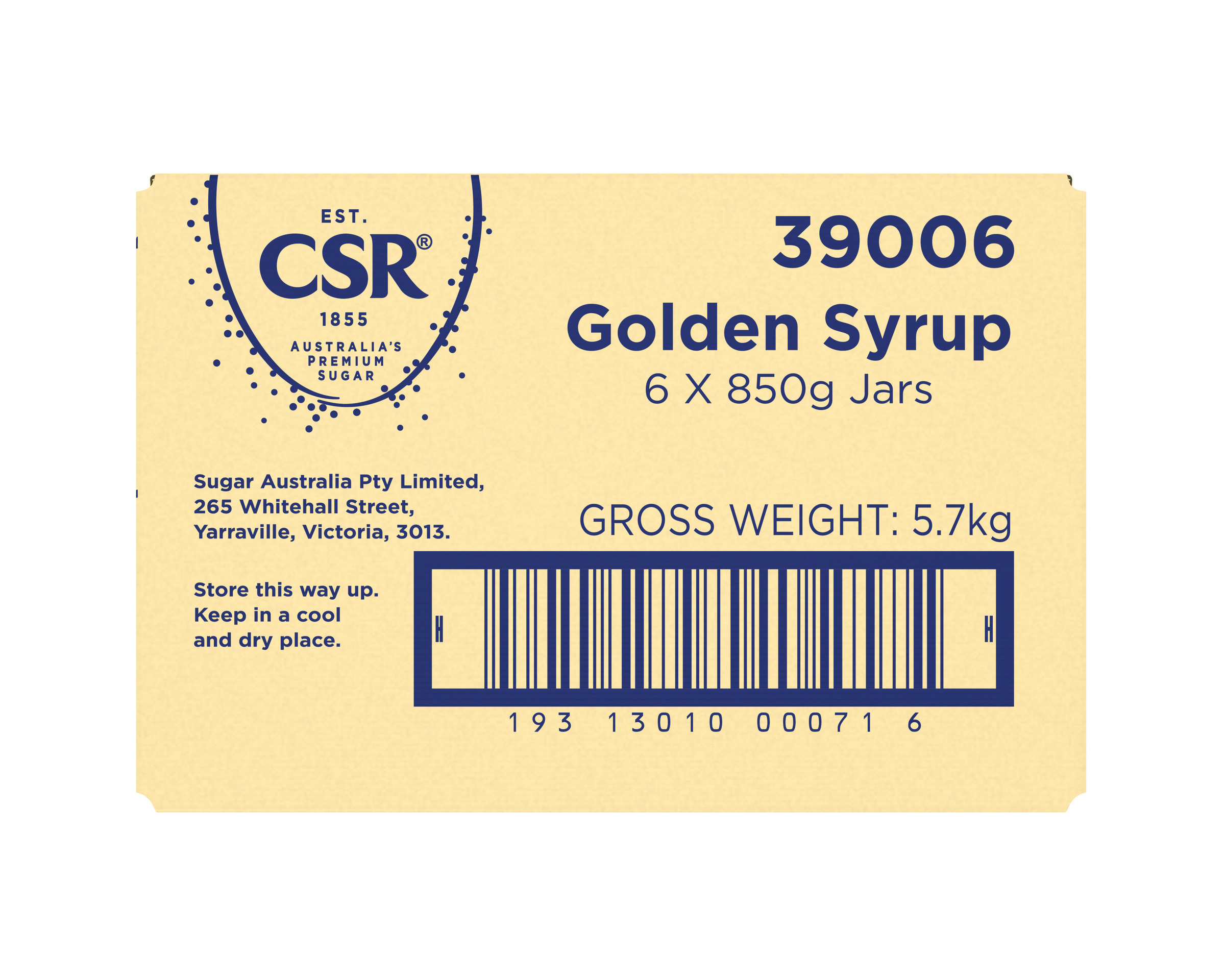 CSR Golden Syrup Sugar 6 x 850g