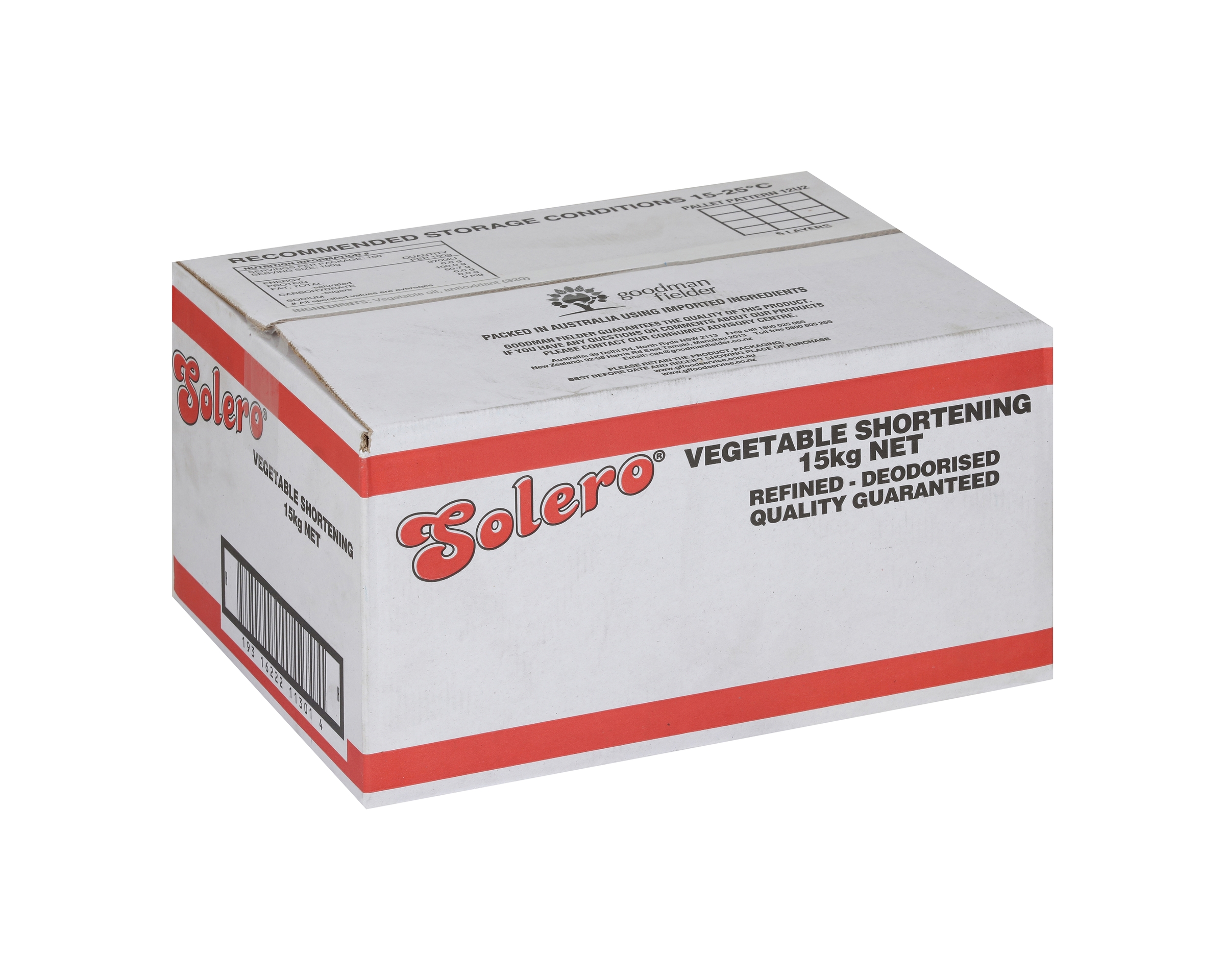 Solero Shortening Vegetable 15kg