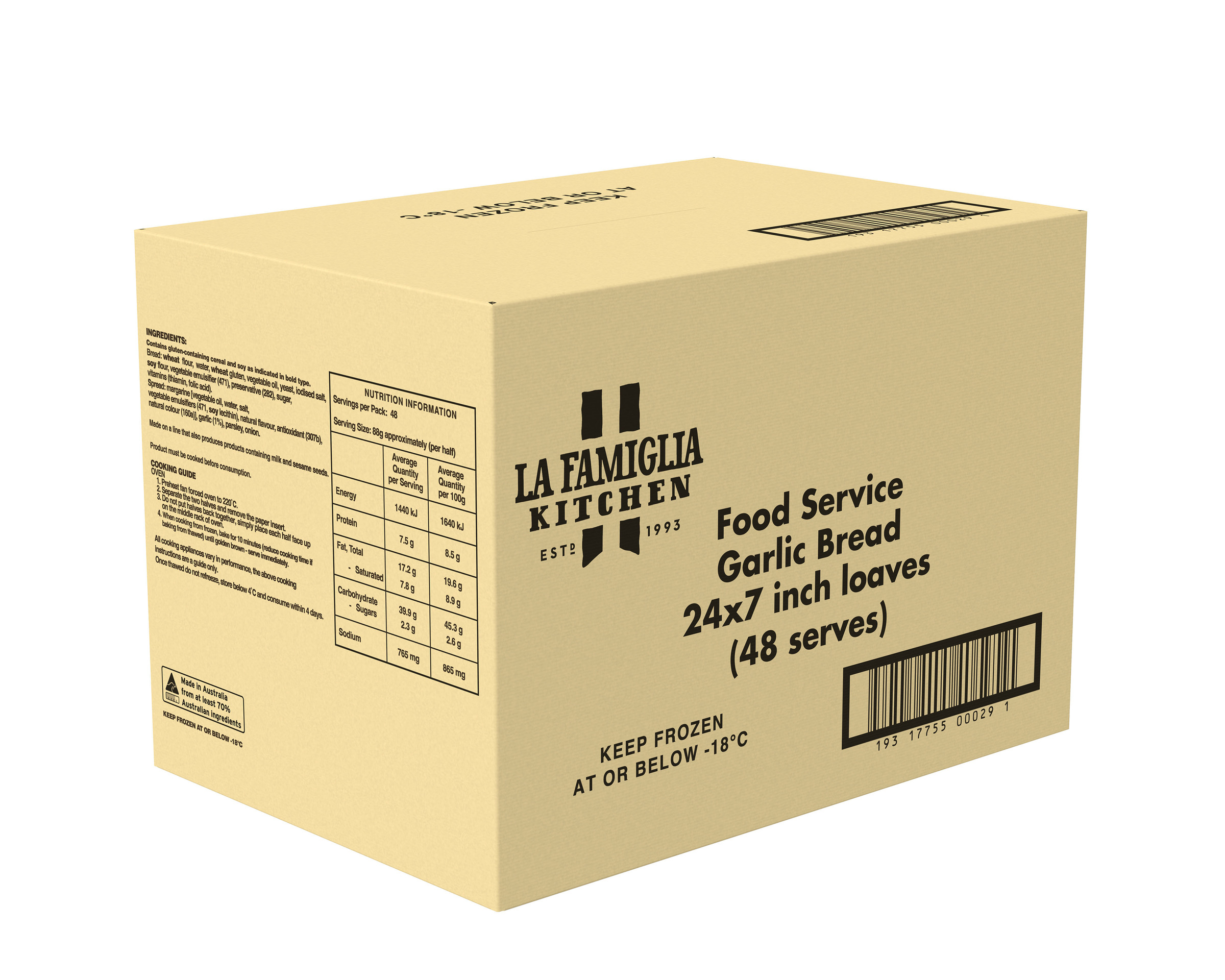 La Famiglia Food Service 7 Inch Garlic Bread 24 Units