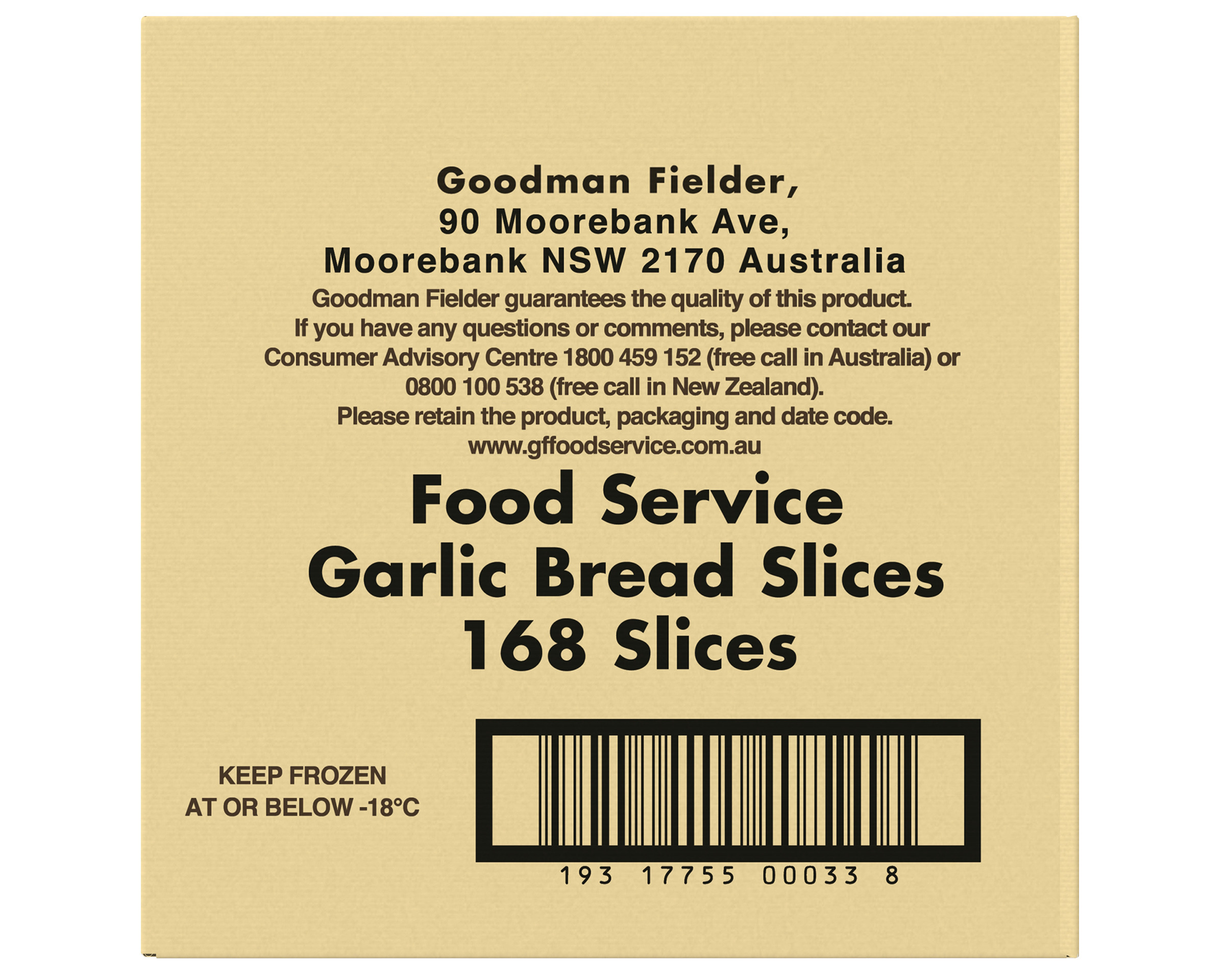 La Famiglia Food Service Bread Garlic Slices 168P 7.224 kg