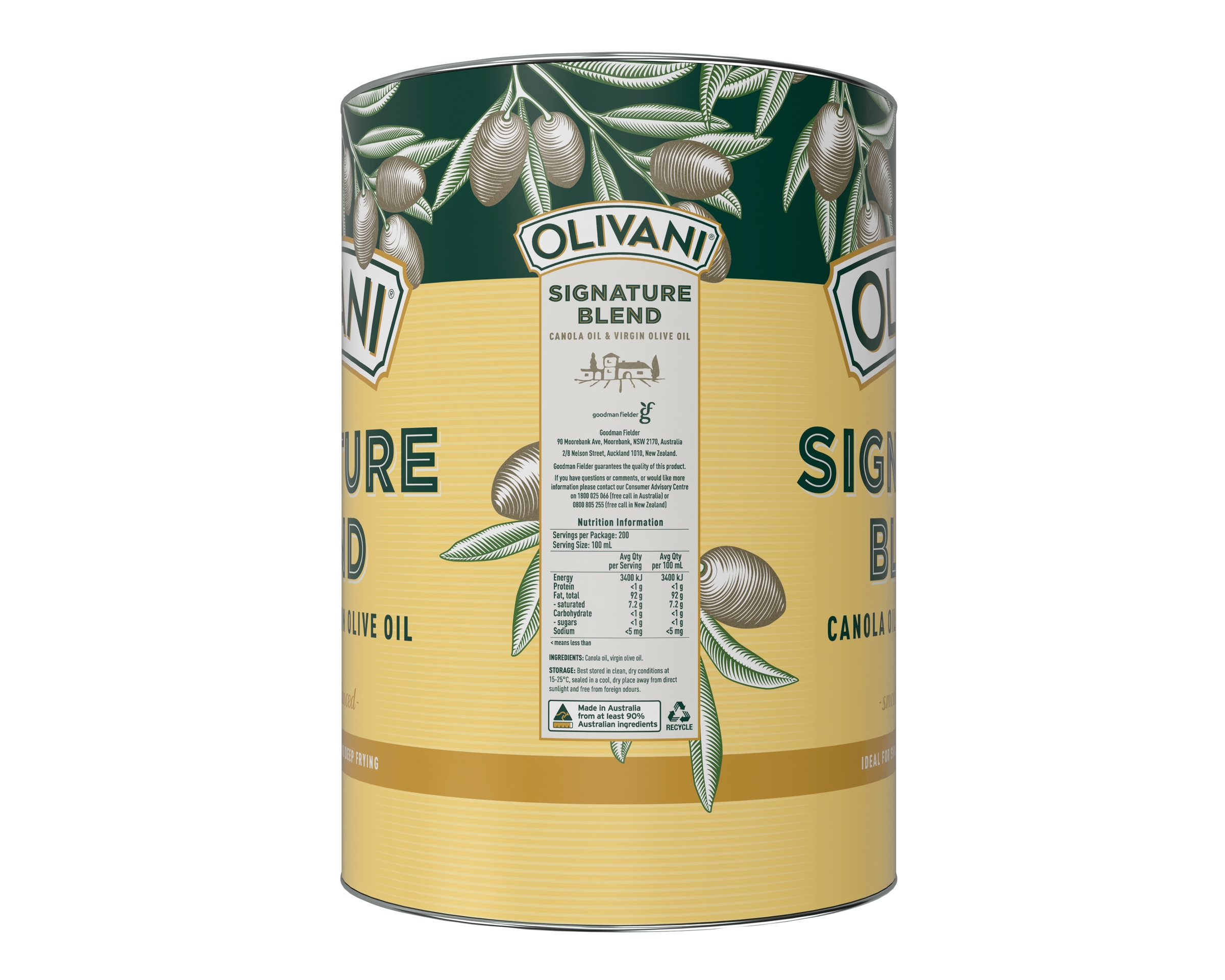 Olivani Signature Blend Canola Oil & Virgin Olive Oil 20L